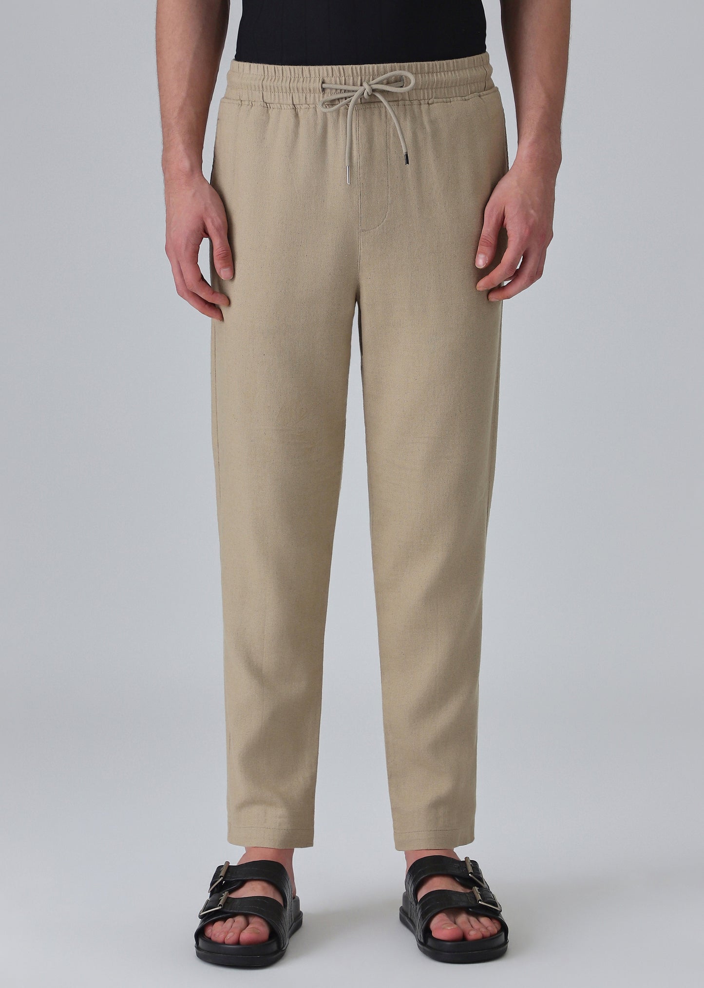 Olive Drawstring Linen Pant