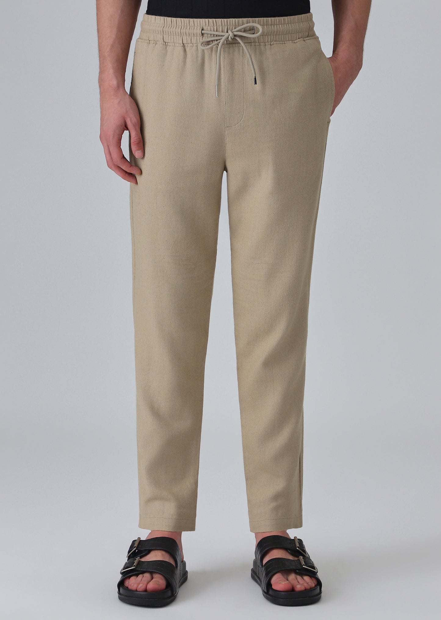 Olive Drawstring Linen Pant
