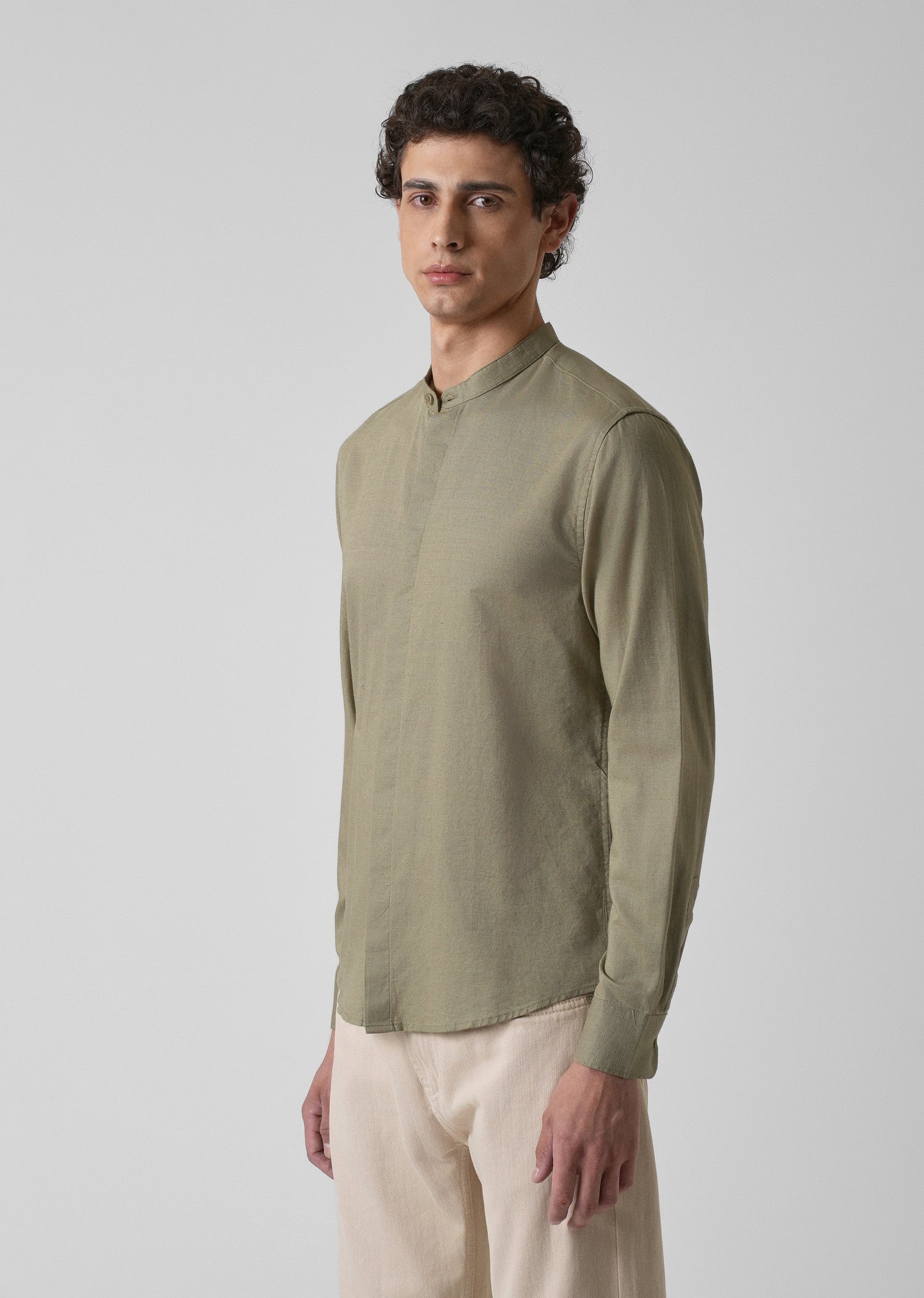 Olive Green Cotton Linen Shirt