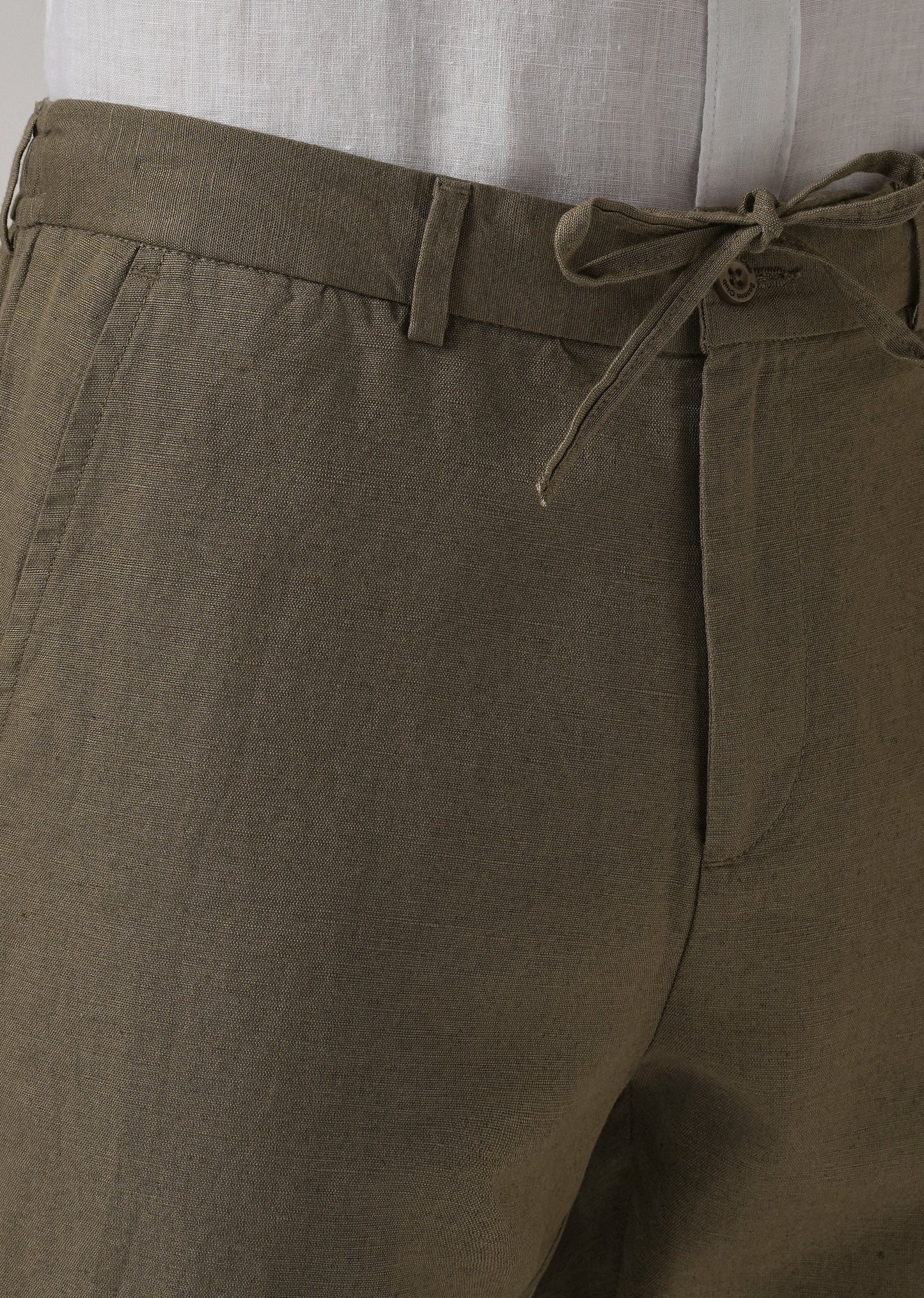 Olive Linen Relaxed Fit Trouser