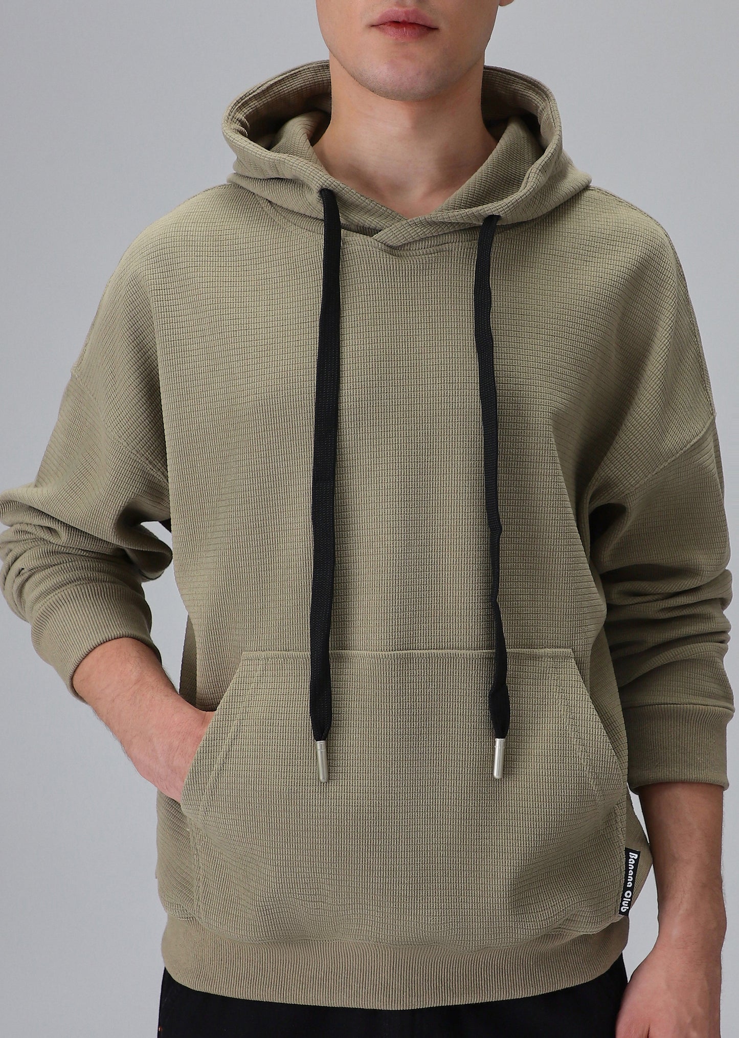 Olive Textured Hoodie