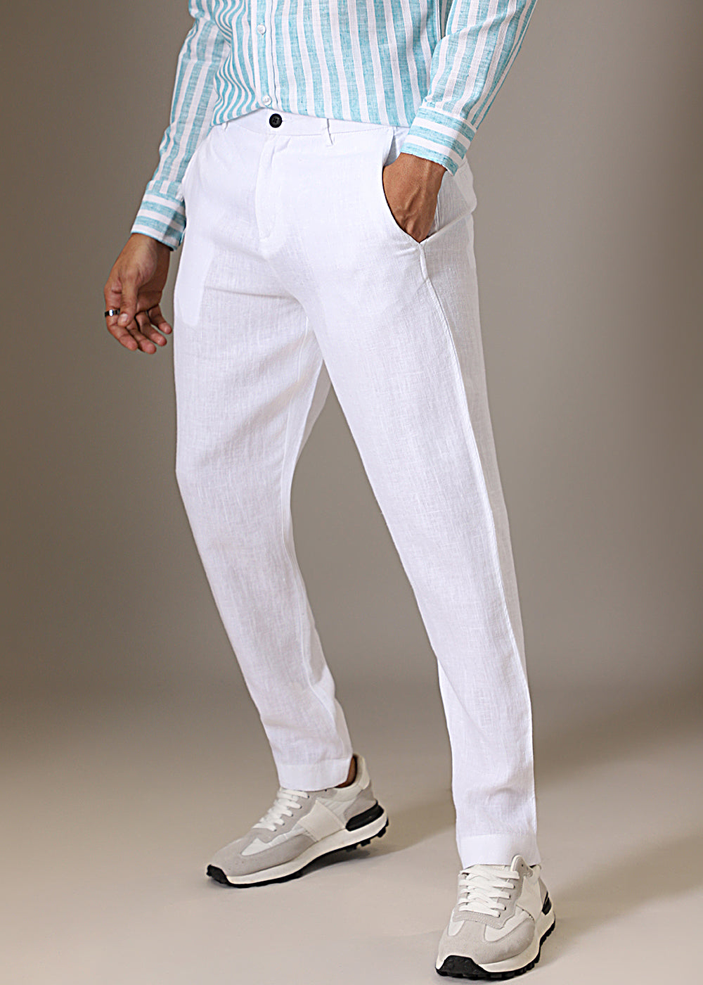 Opal White Linen Pant