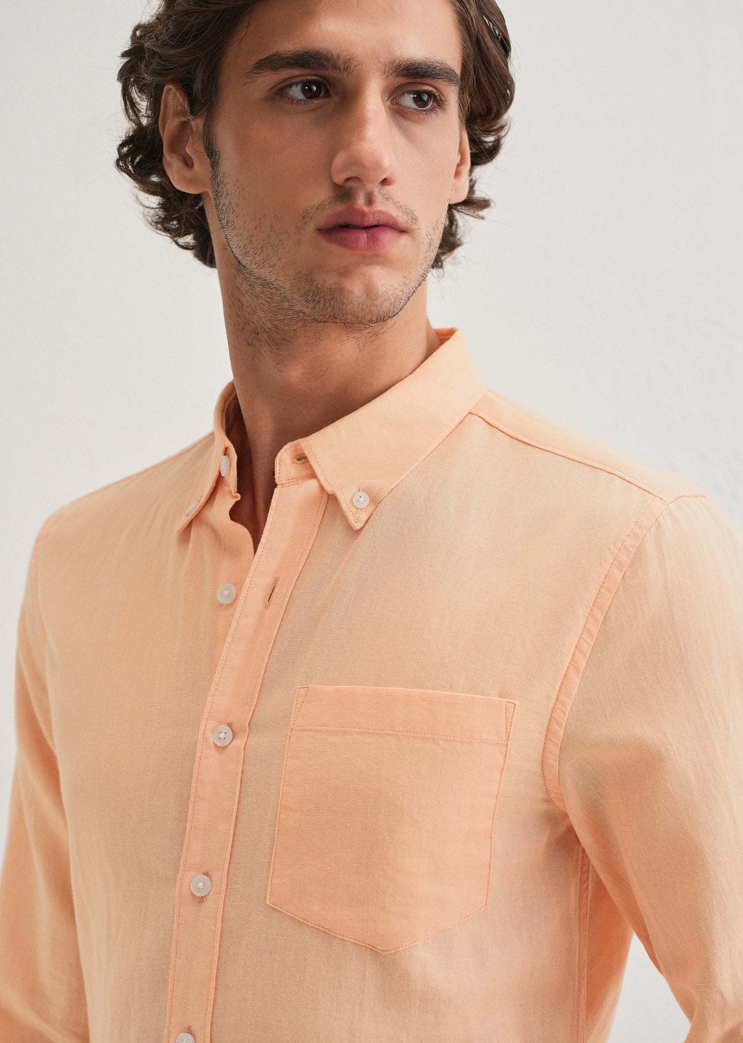 Orange Cotton Linen Shirt