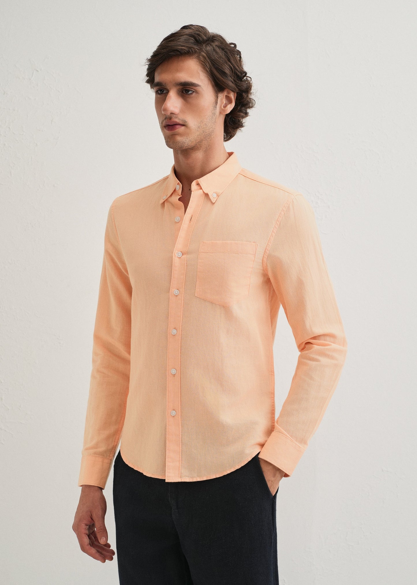 Orange Cotton Linen Shirt