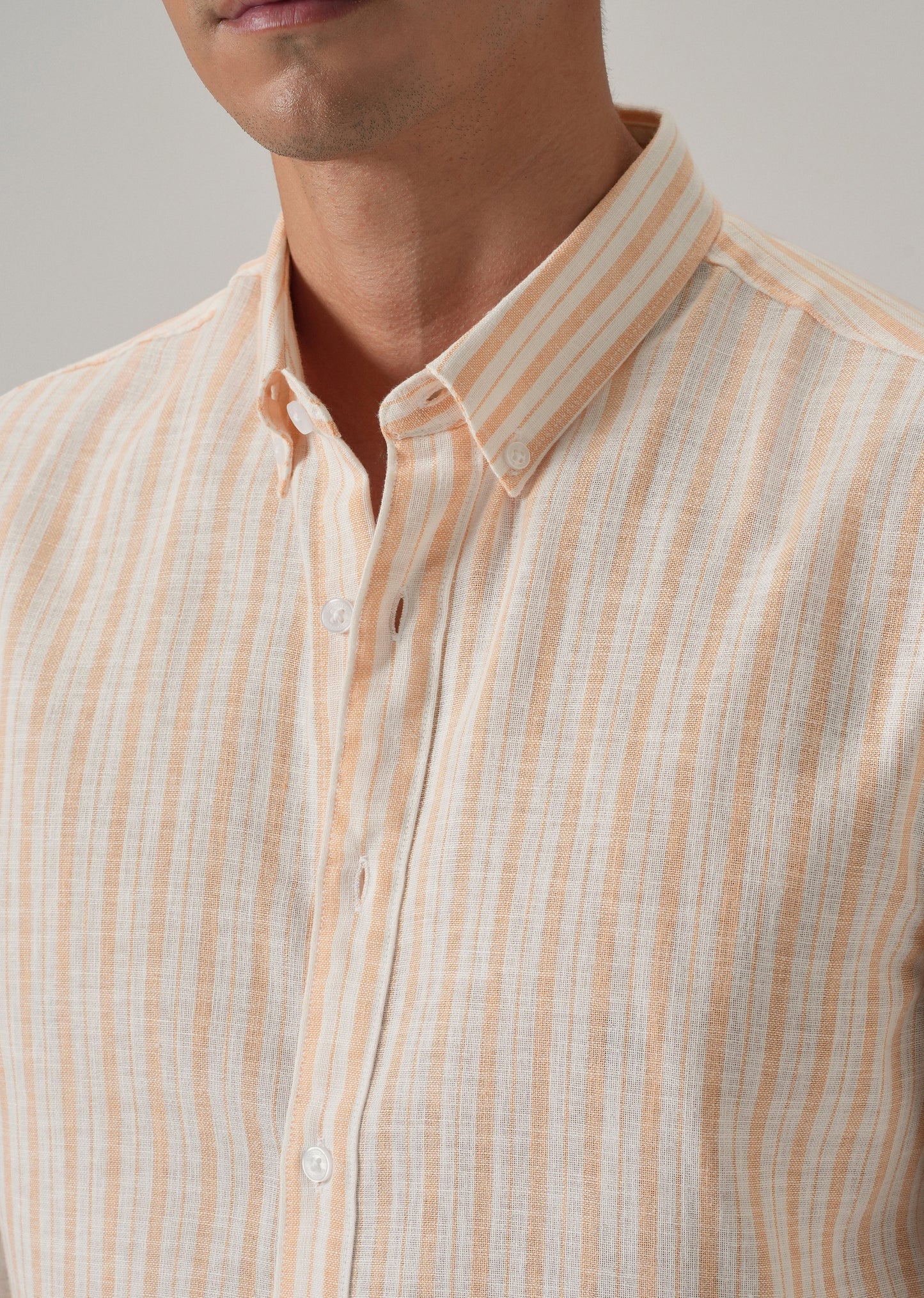 Orange Stripe Linen Shirt