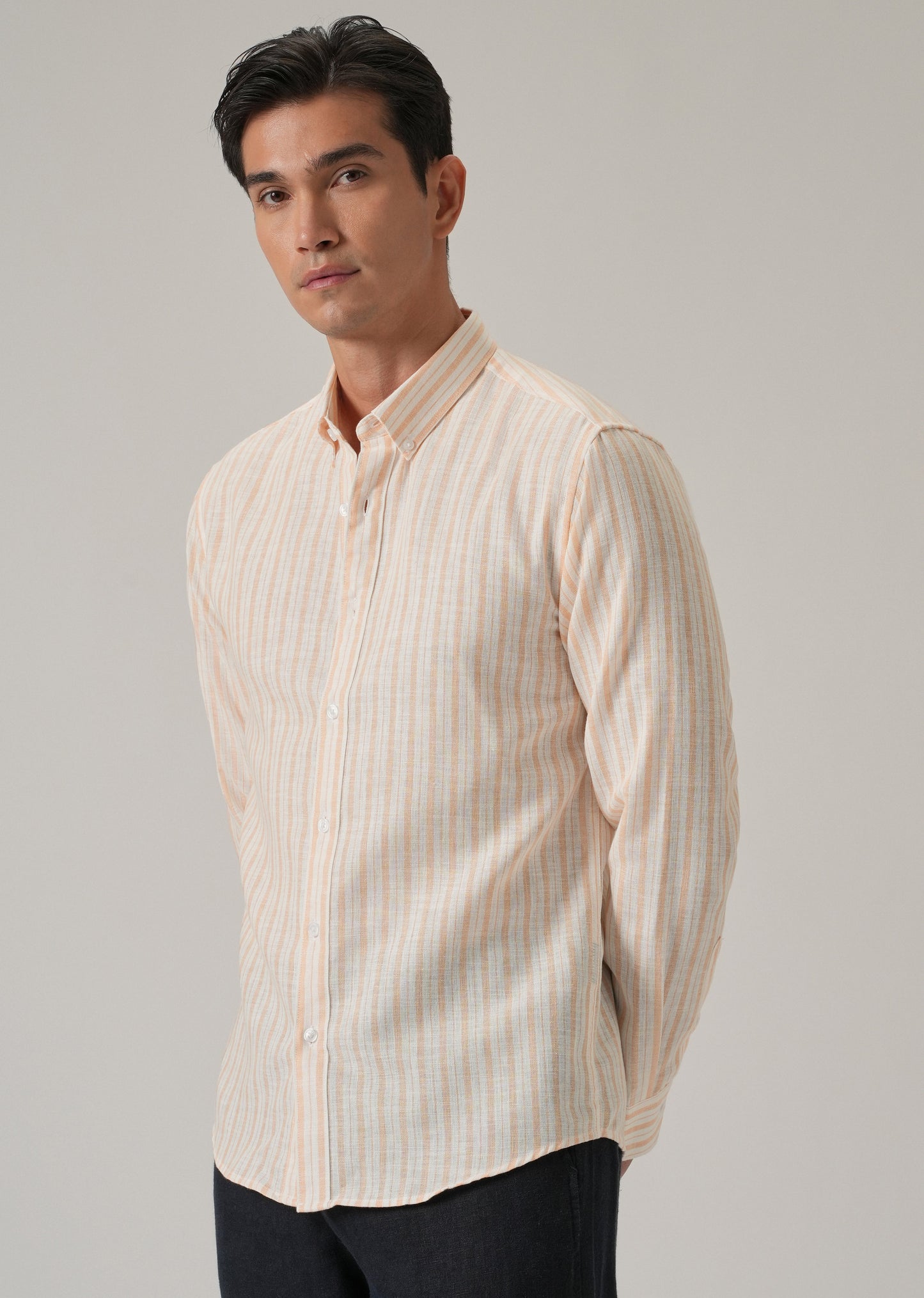 Orange Stripe Linen Shirt