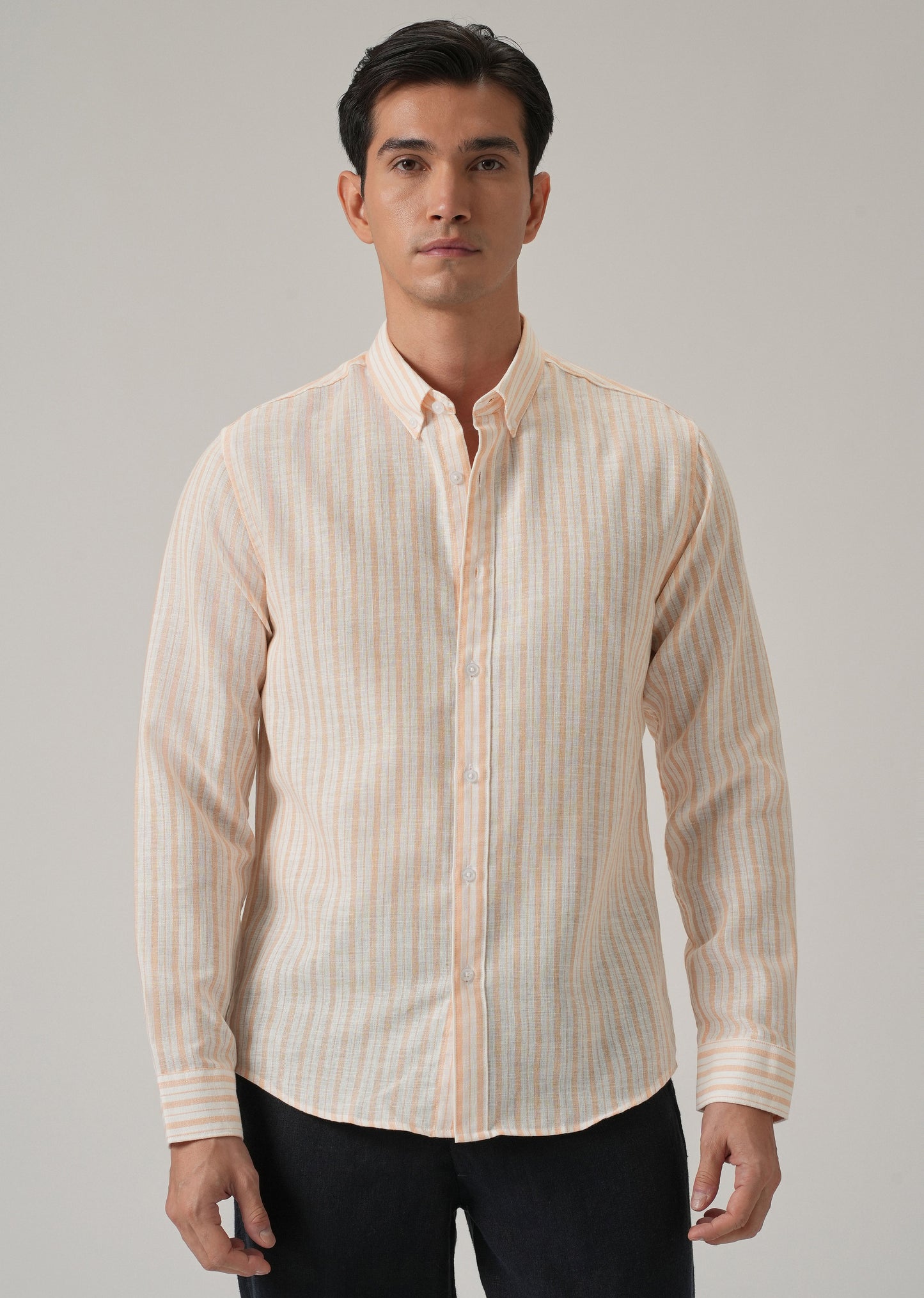 Orange Stripe Linen Shirt