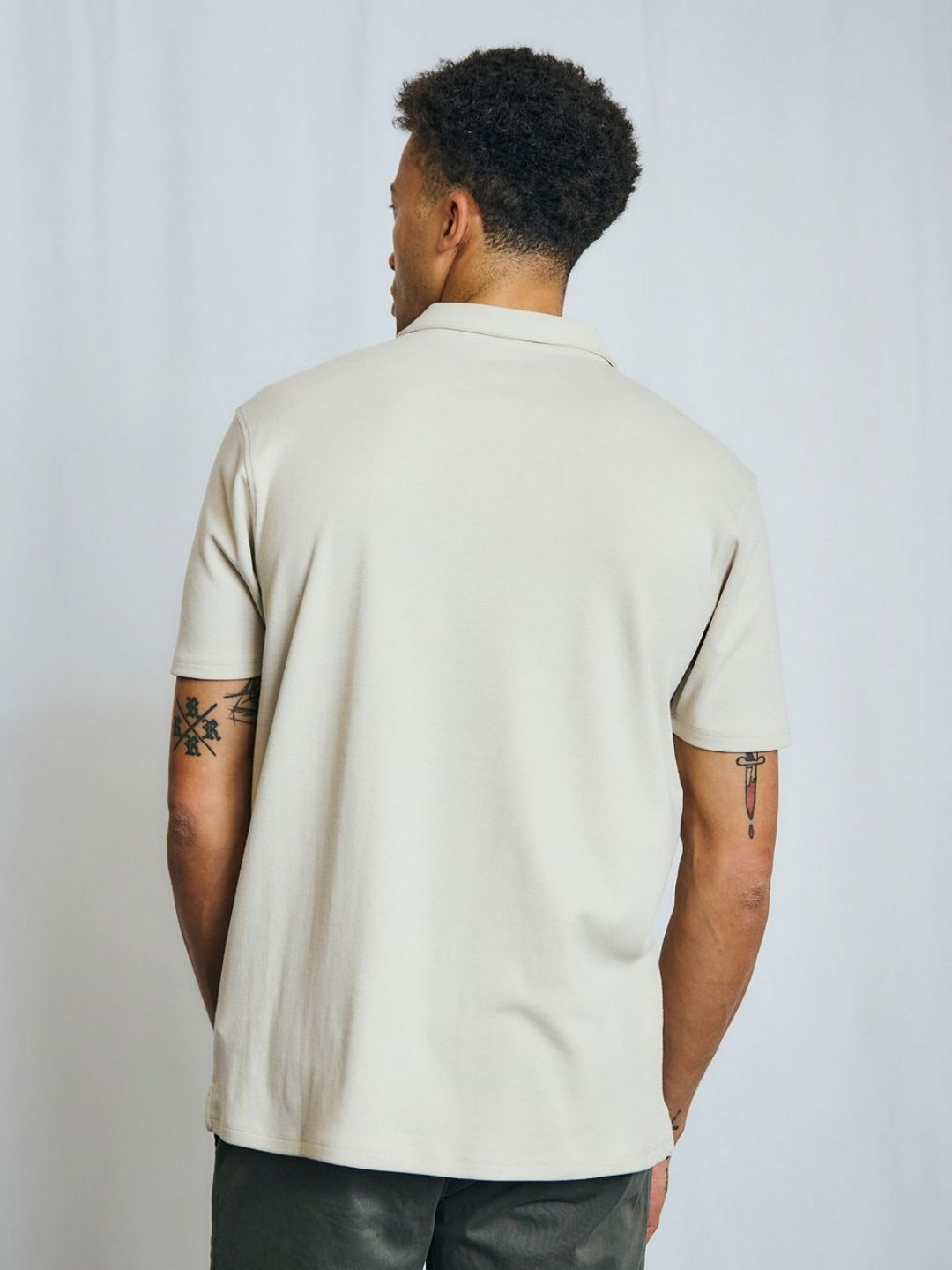 White Polo Collar Short Sleeves T-Shirt for Men