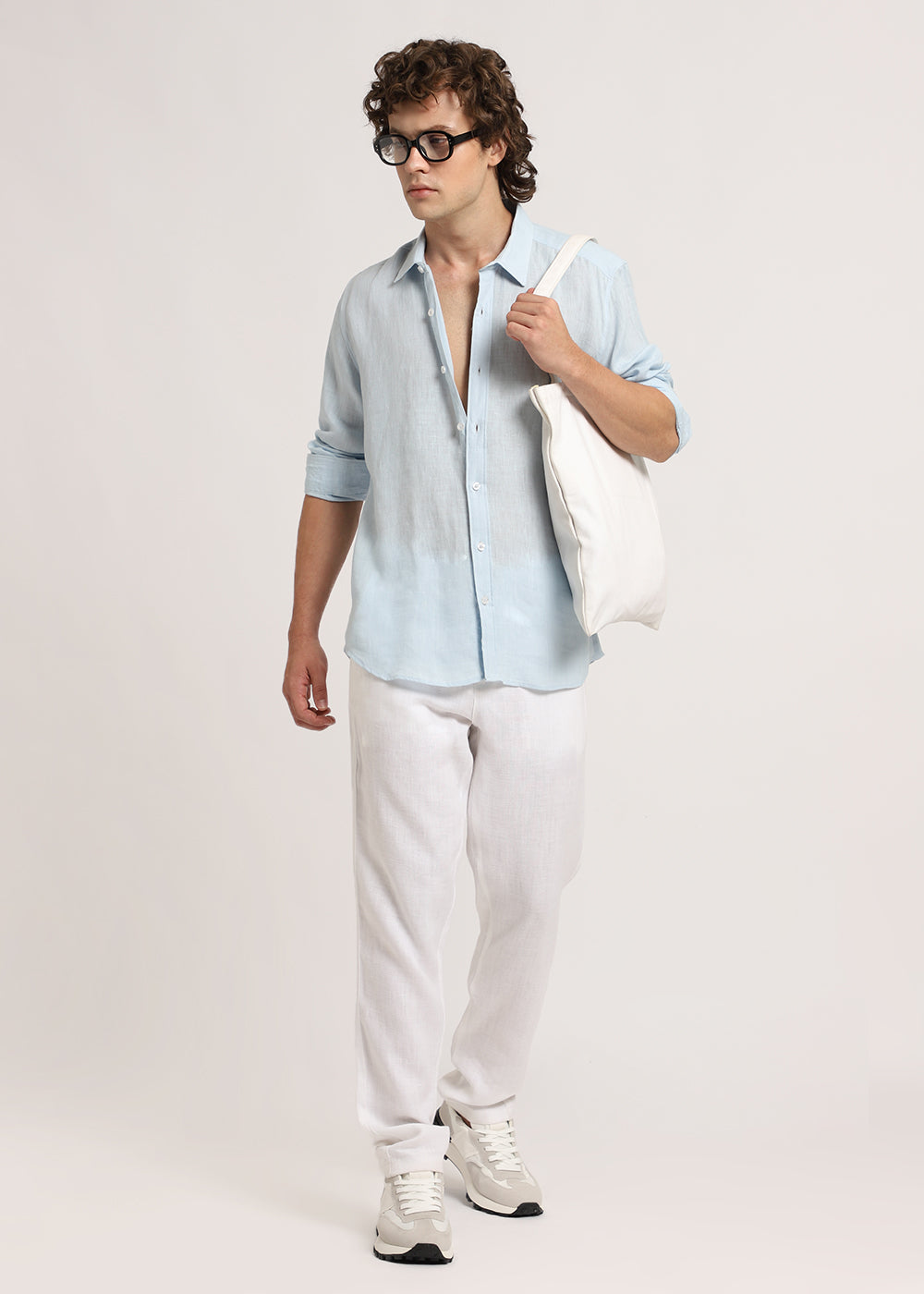 100% Pure Pastel Blue Linen Shirt