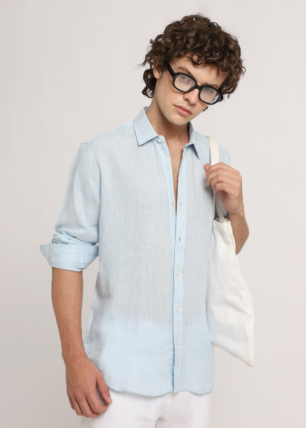 100% Pure Pastel Blue Linen Shirt