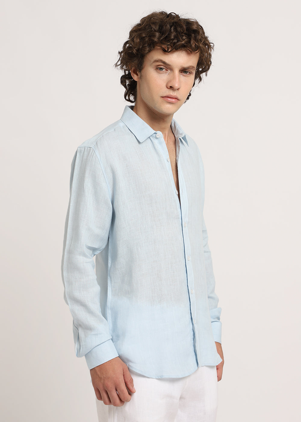 100% Pure Pastel Blue Linen Shirt