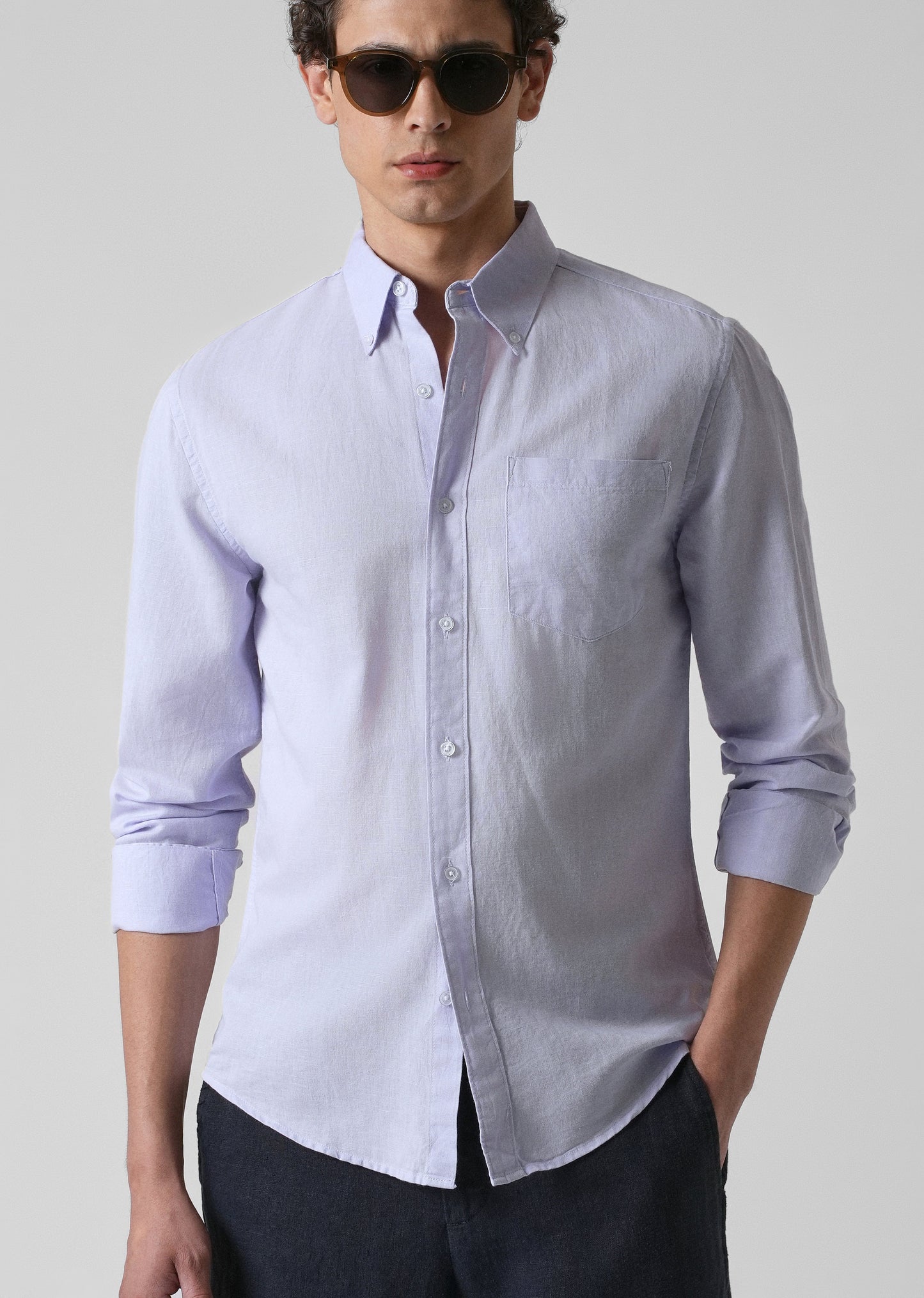 Pastel Lavender Cotton Linen Shirt