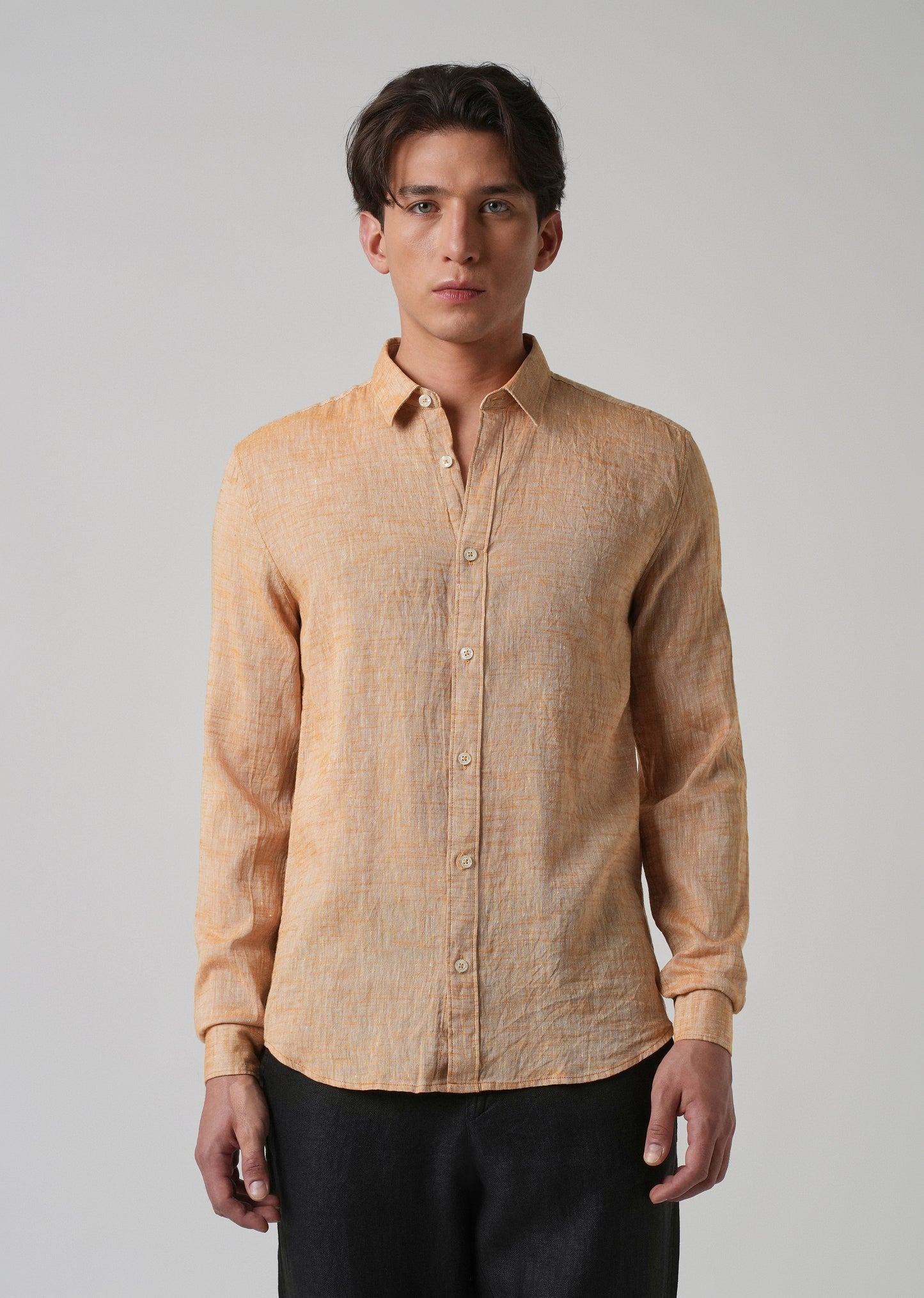 100% Pure Linen Pastel Orange Shirt