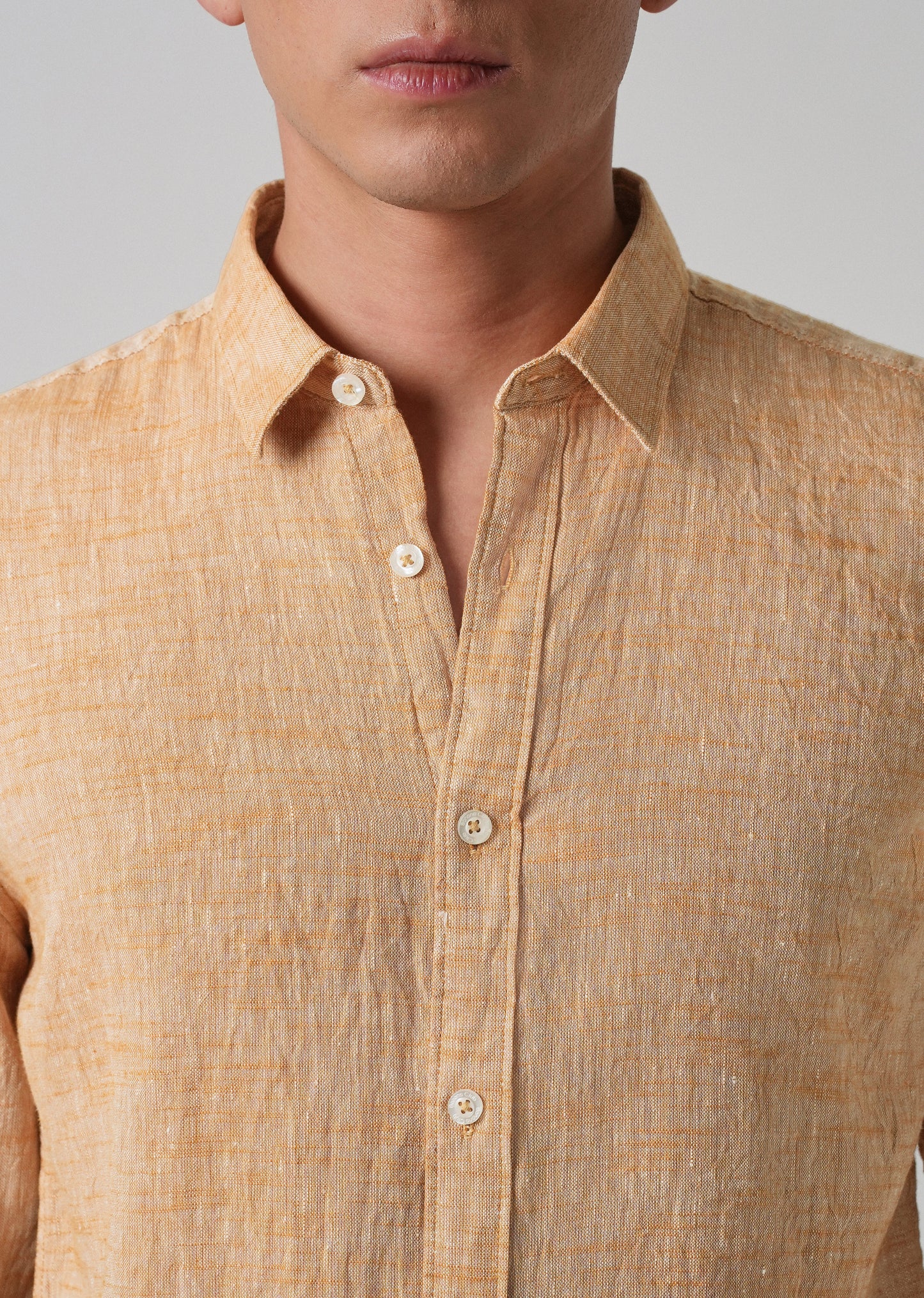 100% Pure Linen Pastel Orange Shirt