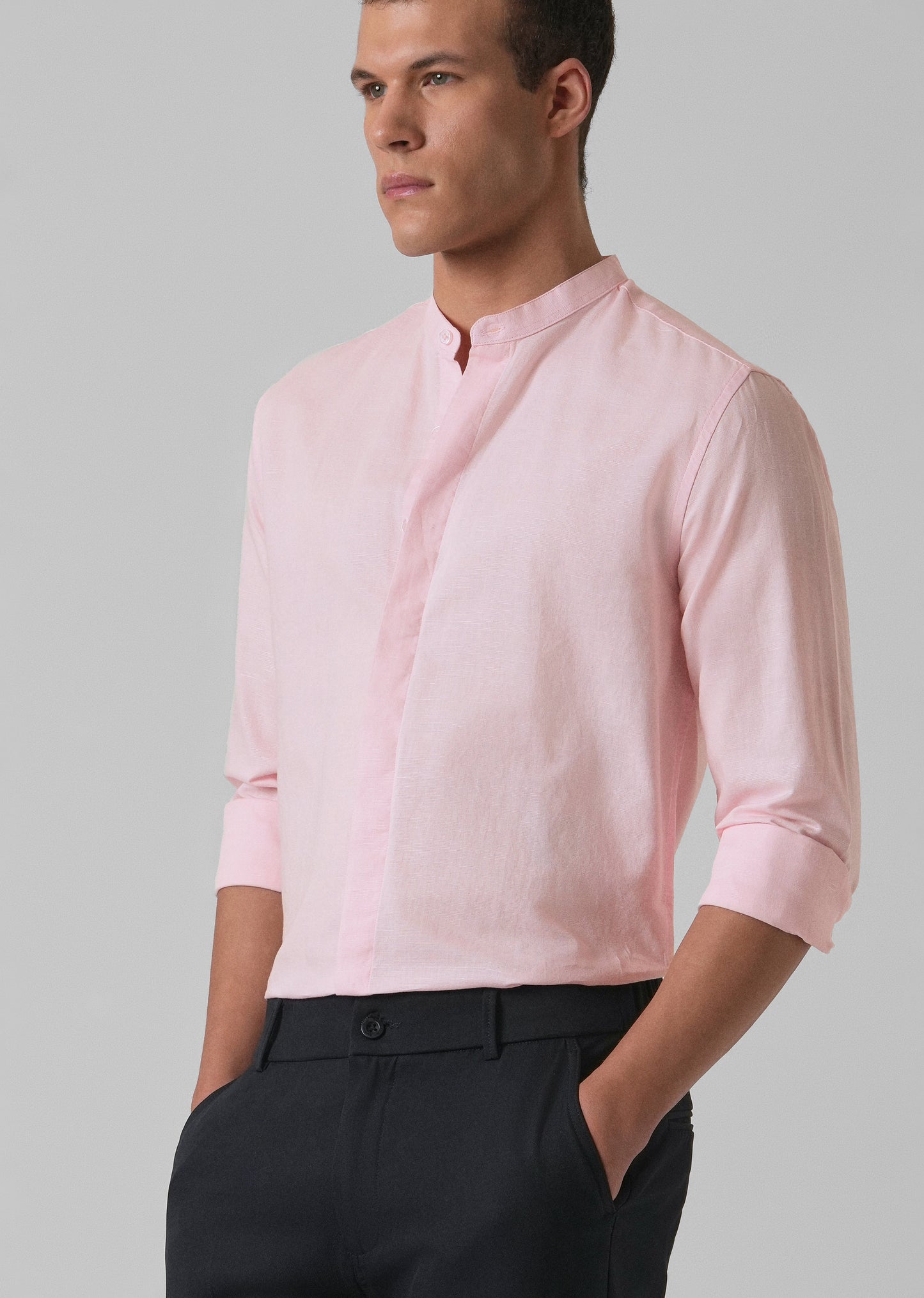 Pastel Pink Cotton Linen Shirt