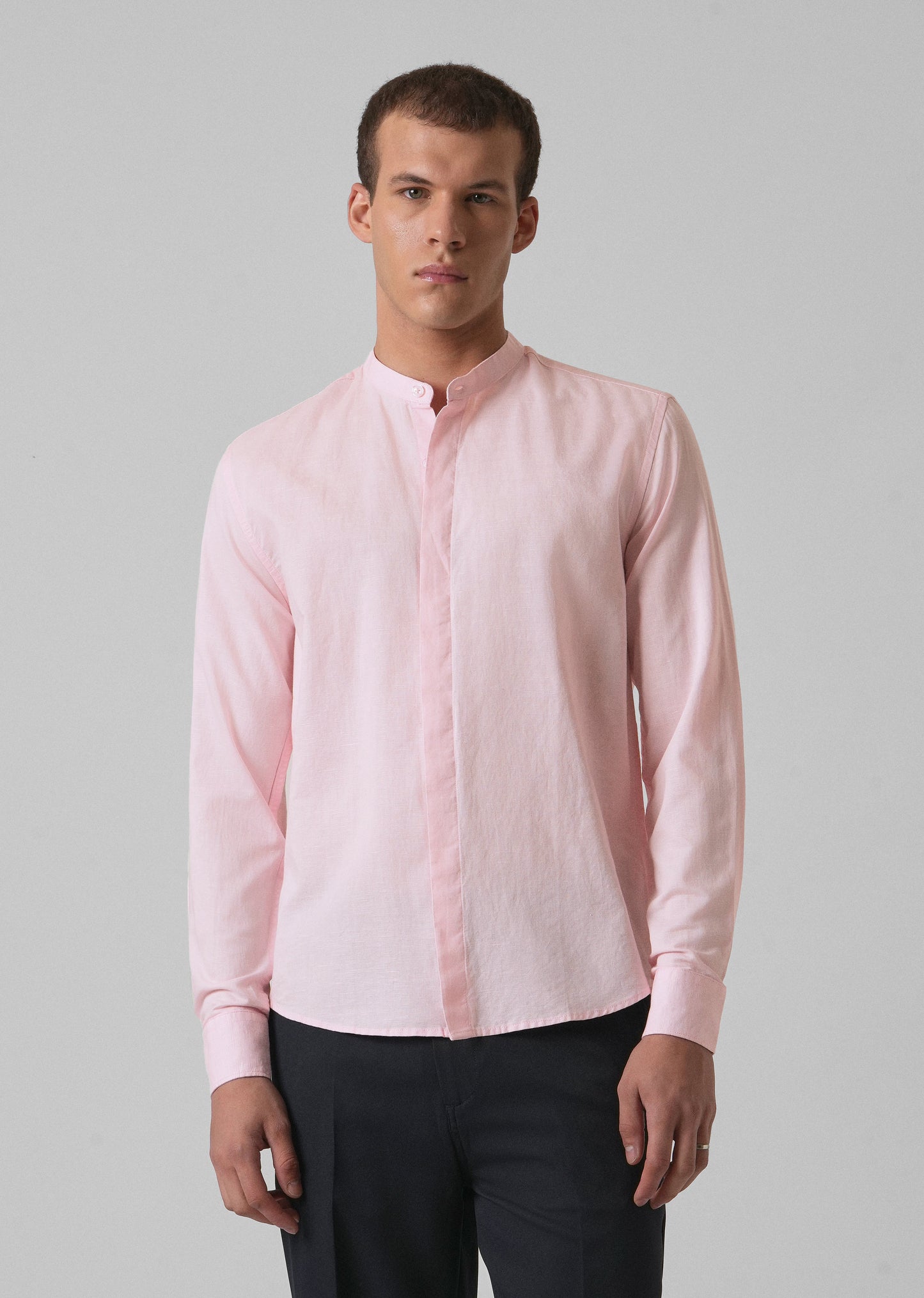 Pastel Pink Cotton Linen Shirt