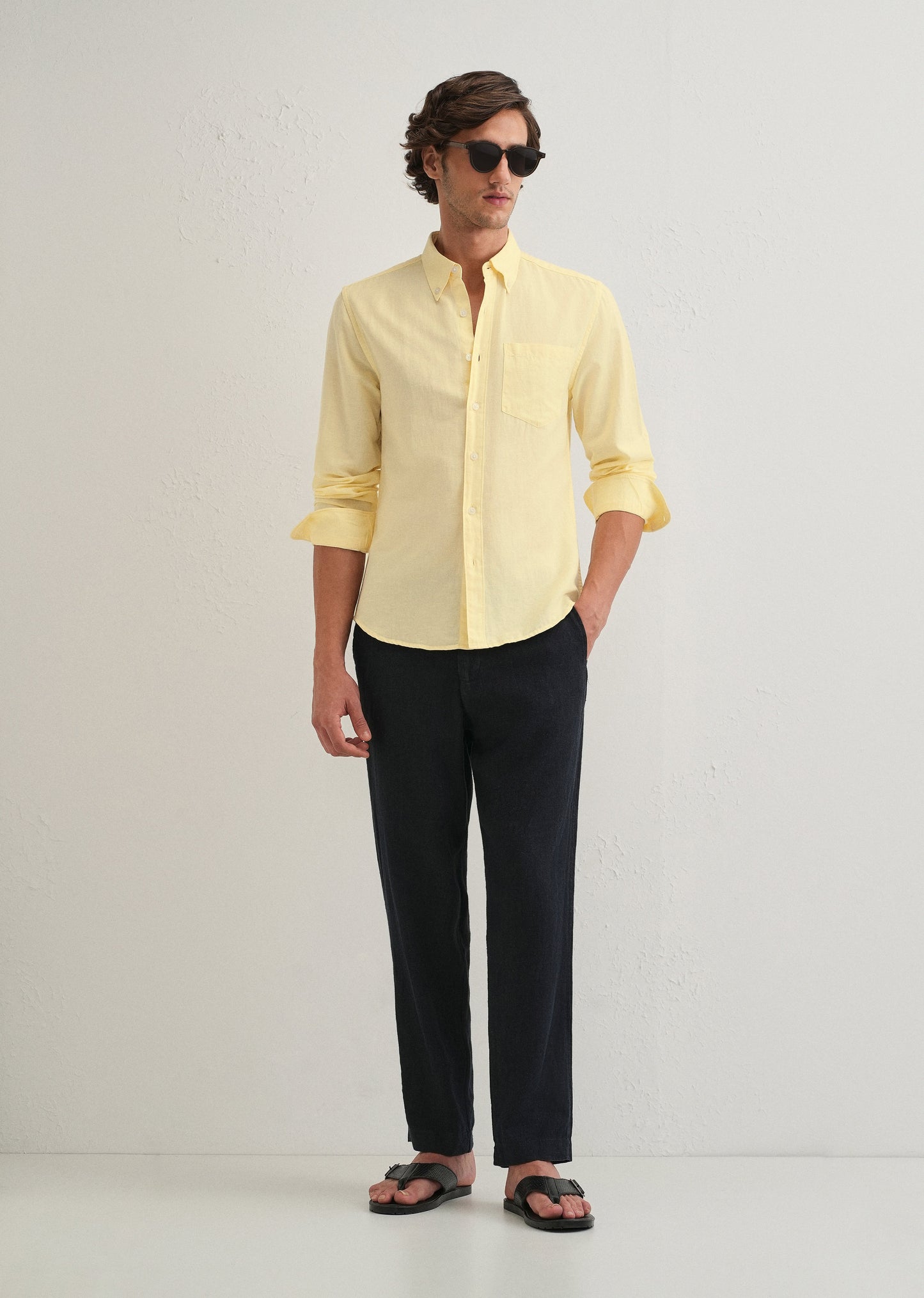 Pastel Yellow Cotton Linen Shirt