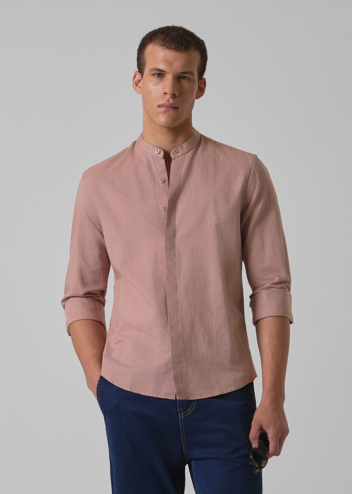 Peach Cotton Linen Shirt