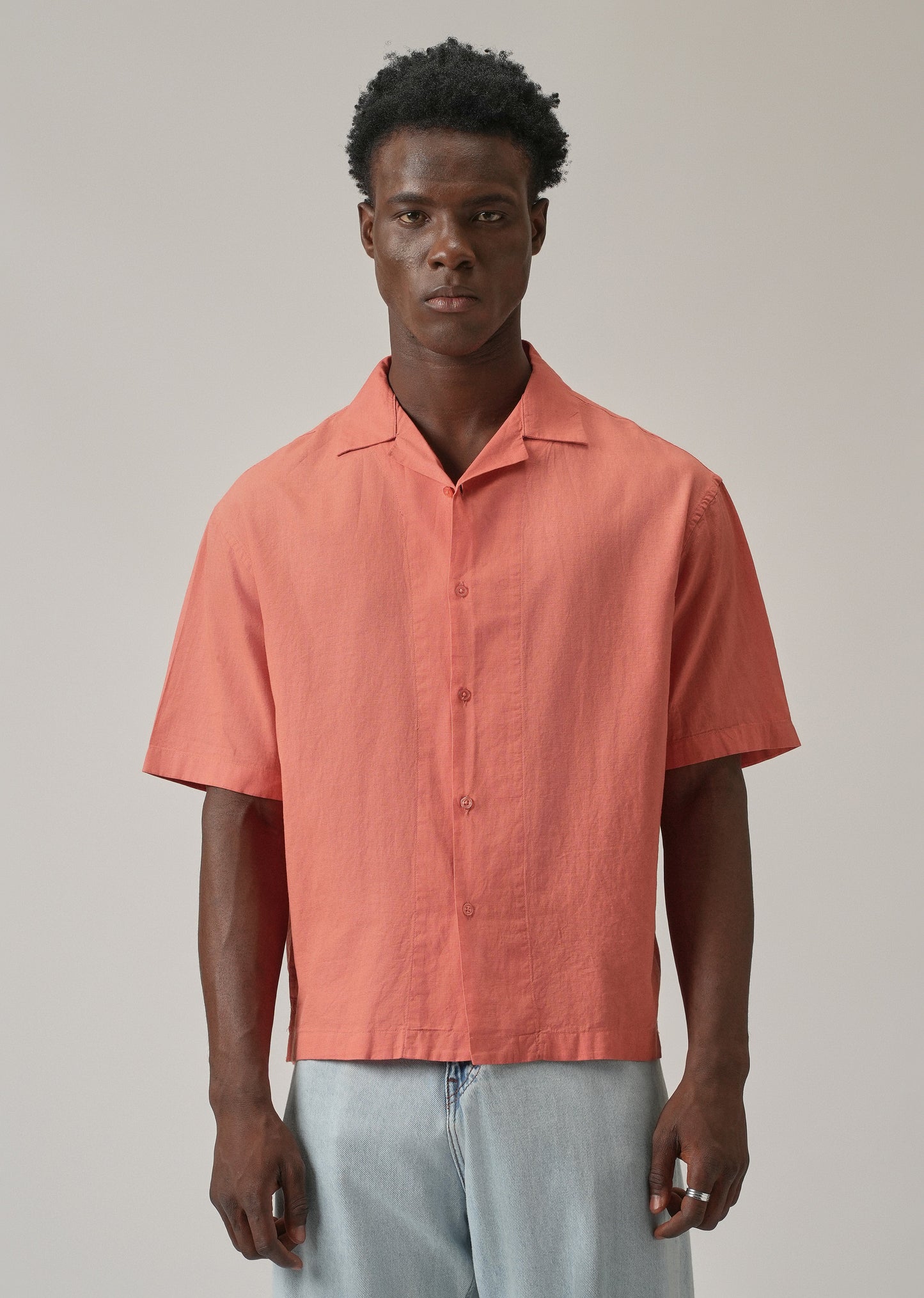 Peach Cotton/Linen Shirt