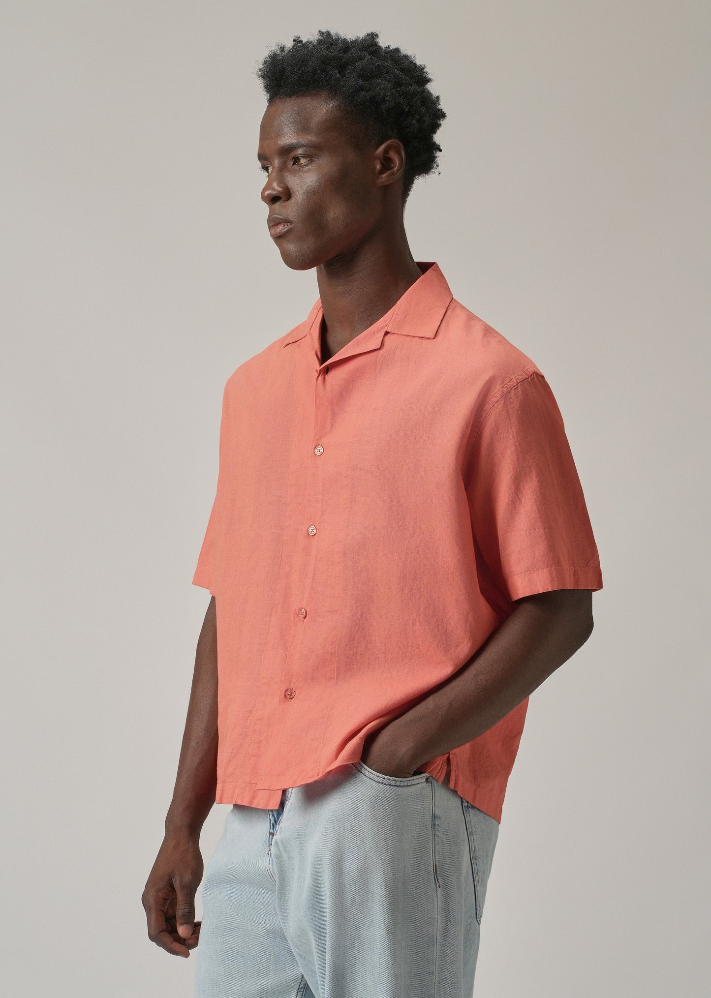 Peach Cotton/Linen Shirt
