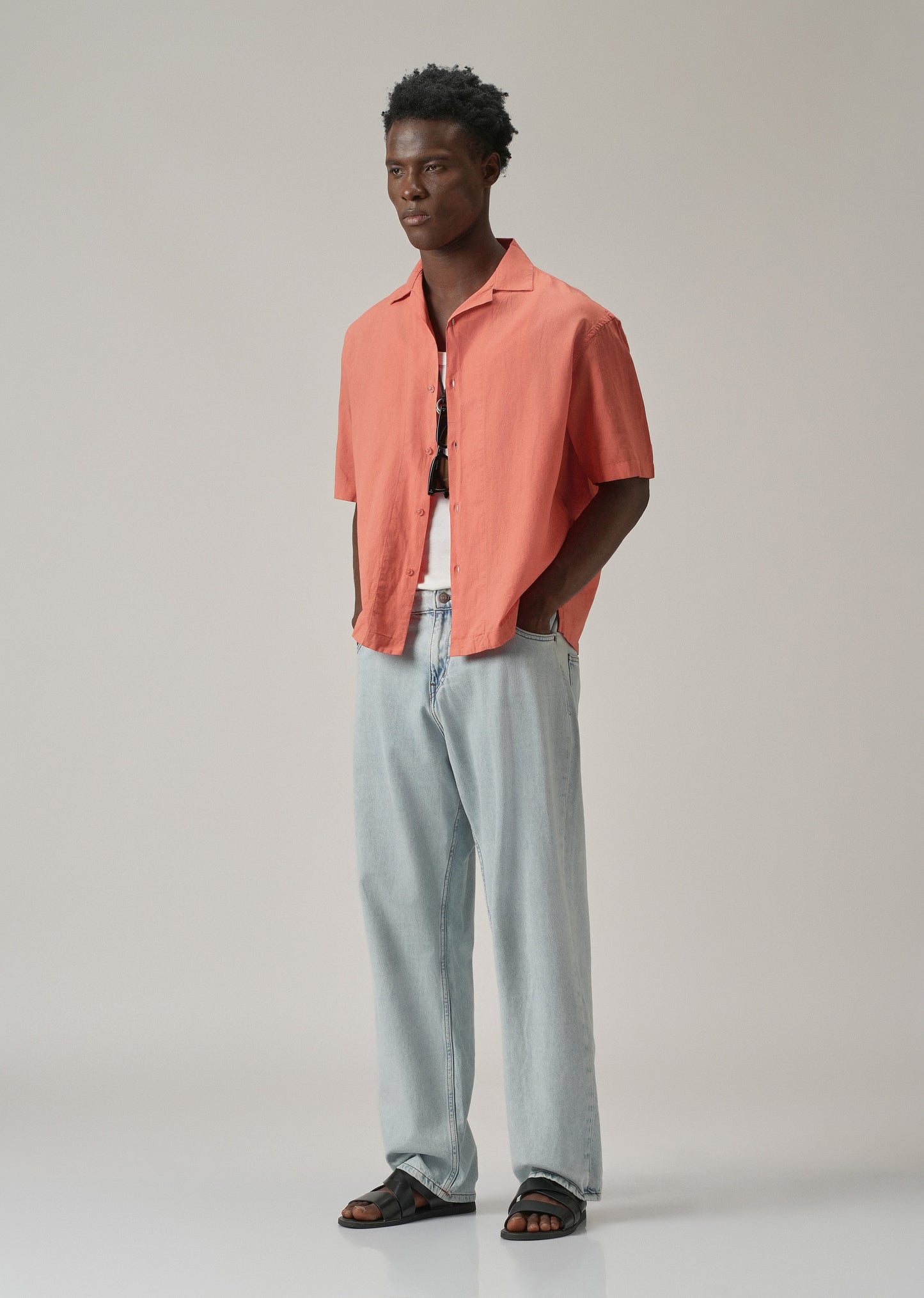 Peach Cotton/Linen Shirt