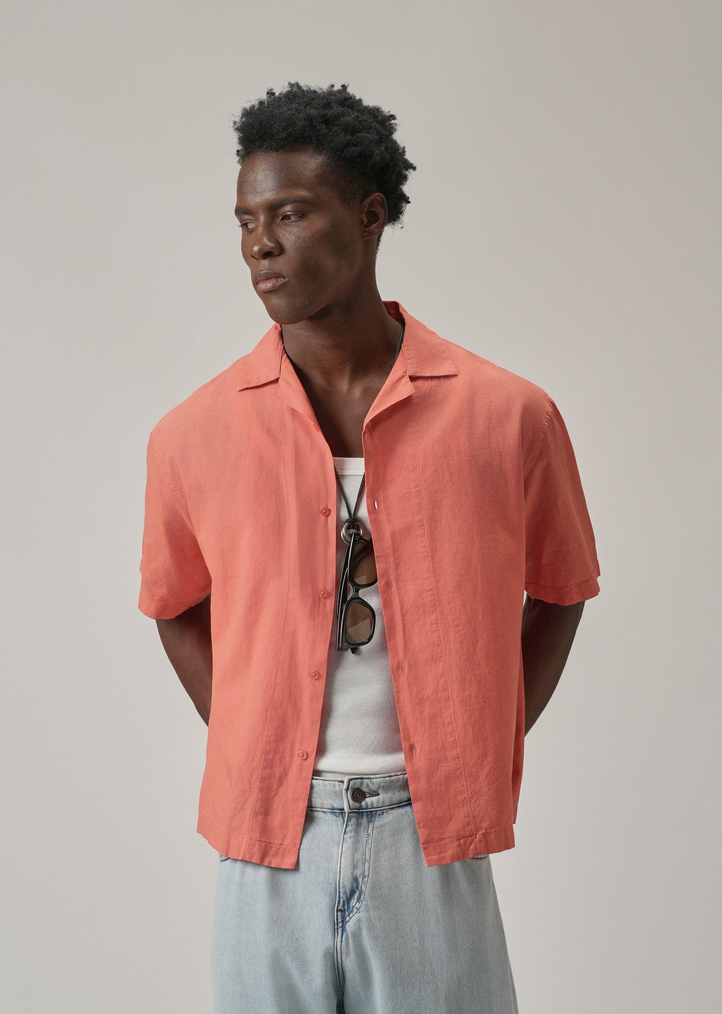 Peach Cotton/Linen Shirt