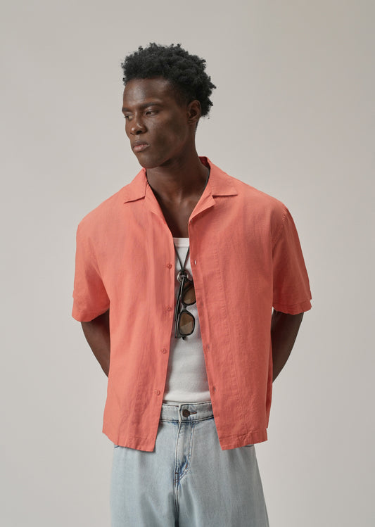 Peach Cotton/Linen Shirt
