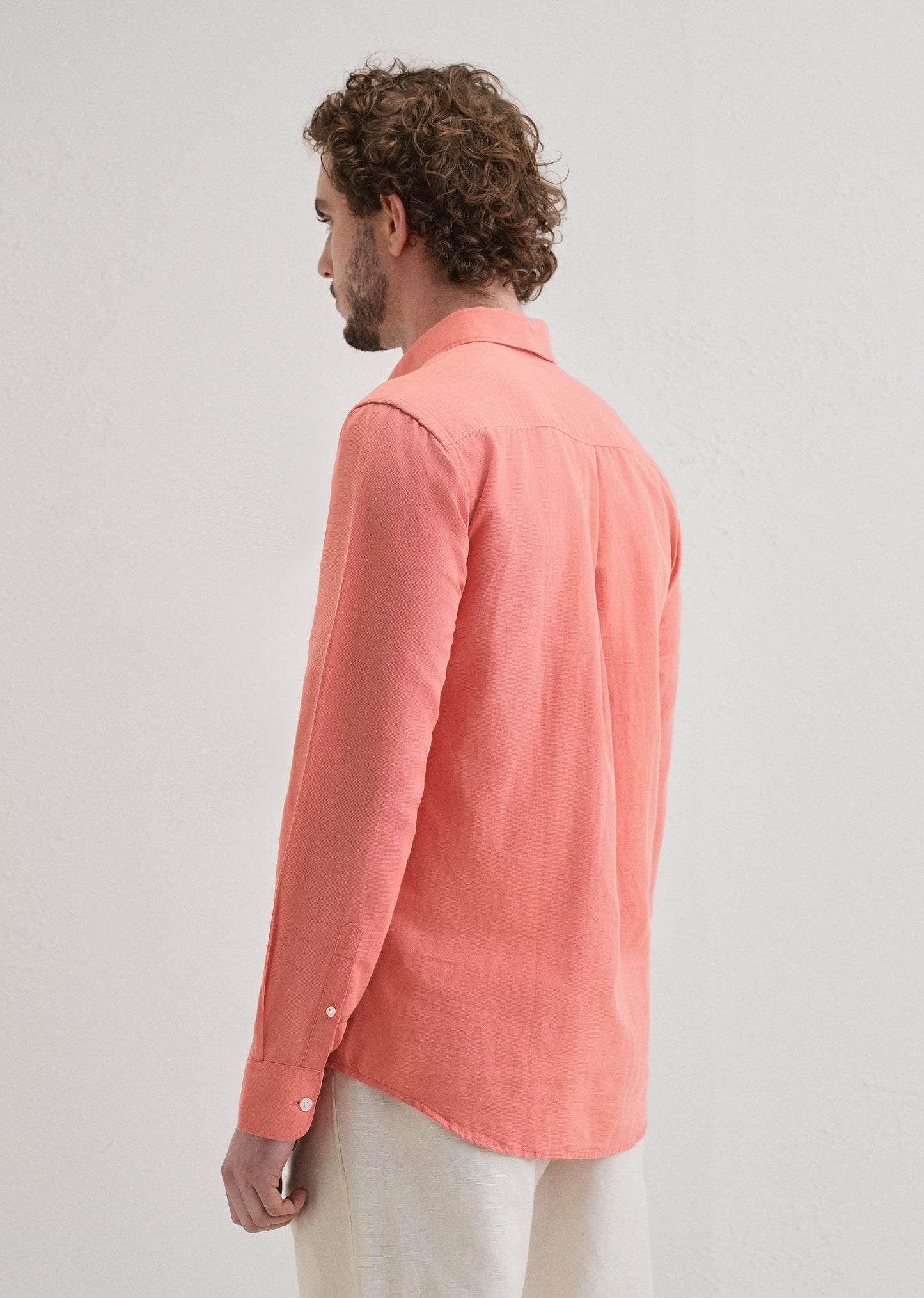 Peach Pink Cotton Linen Shirt