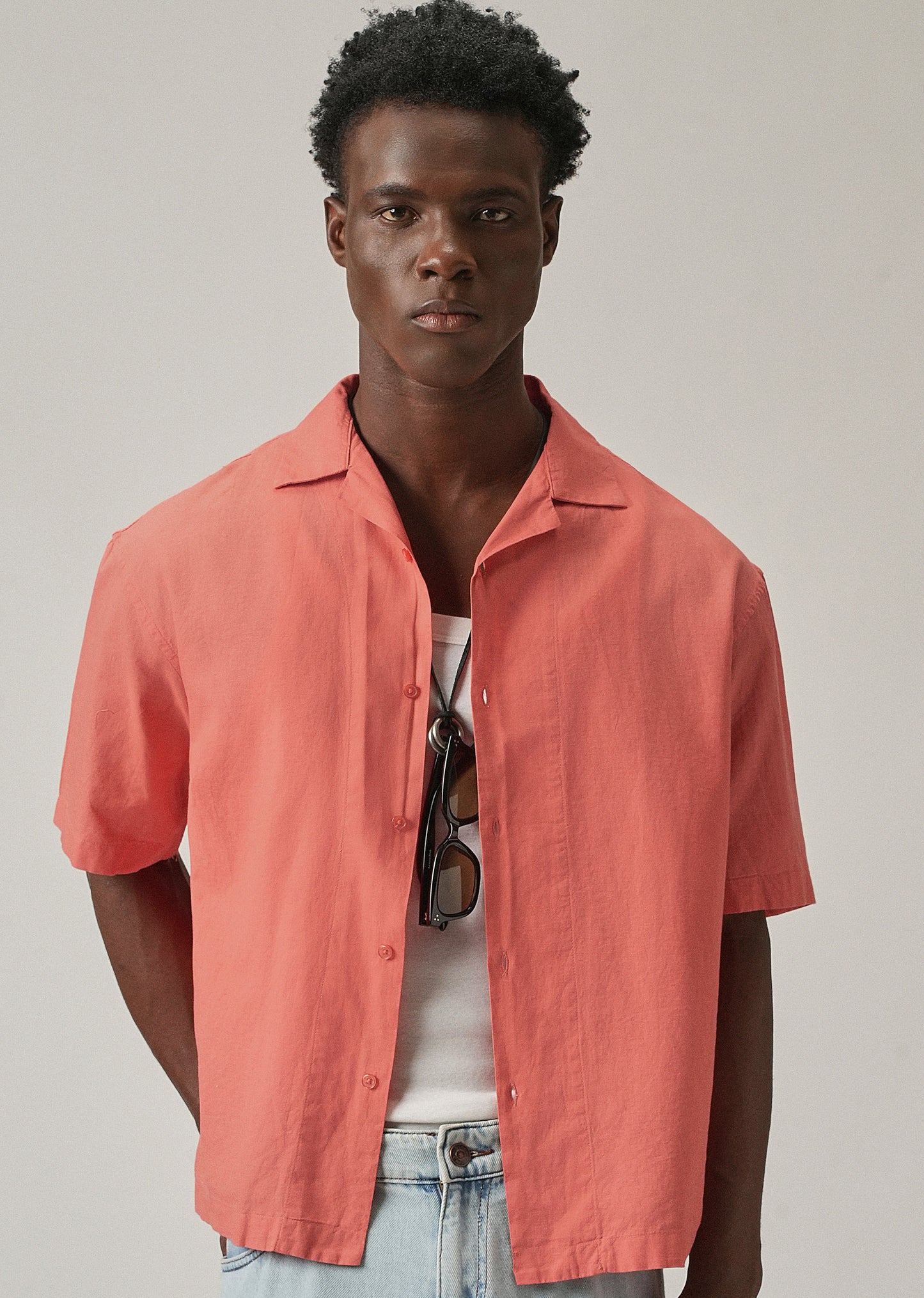 Peach Cotton/Linen Shirt