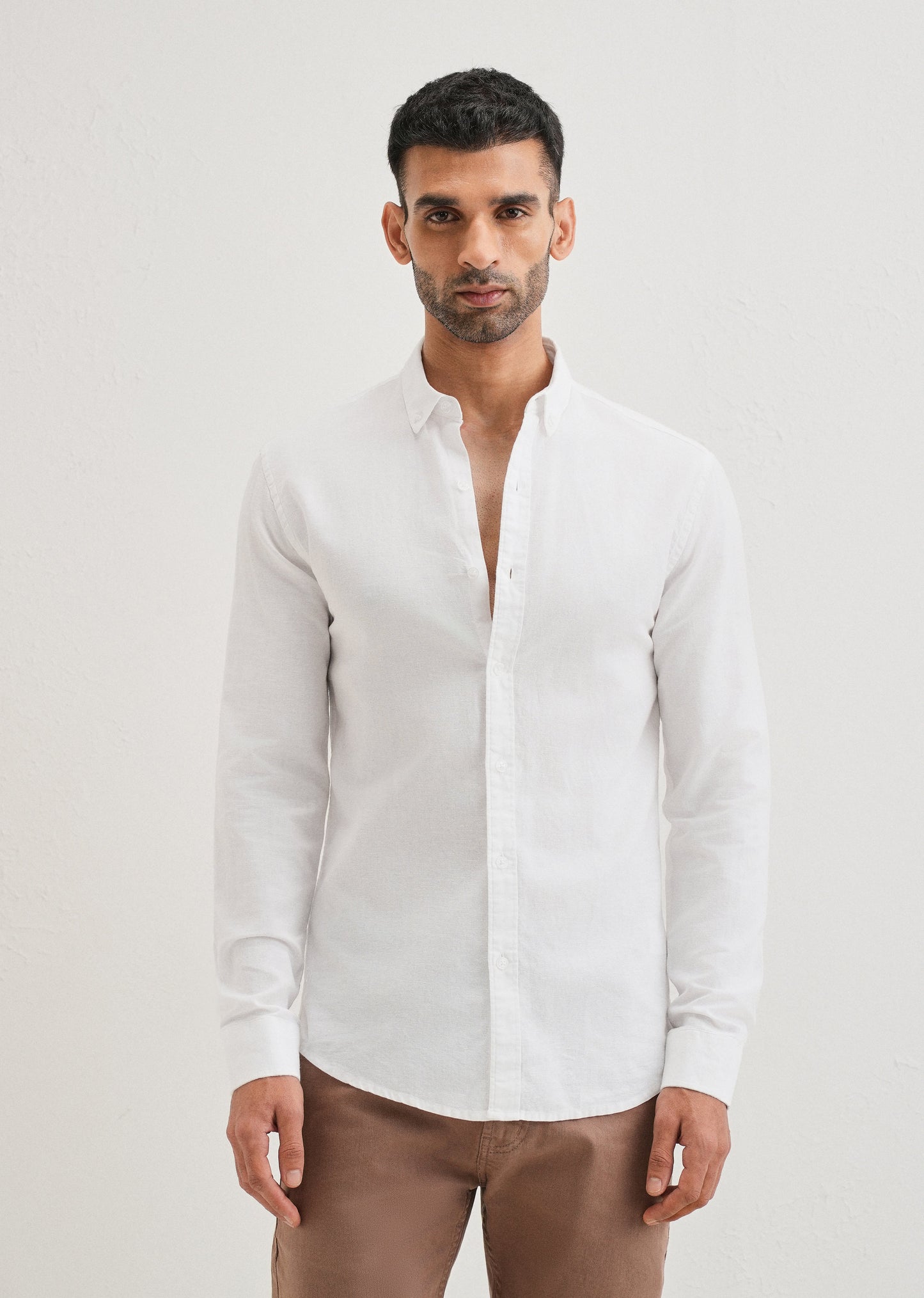 Pearl White Cotton Linen Shirt
