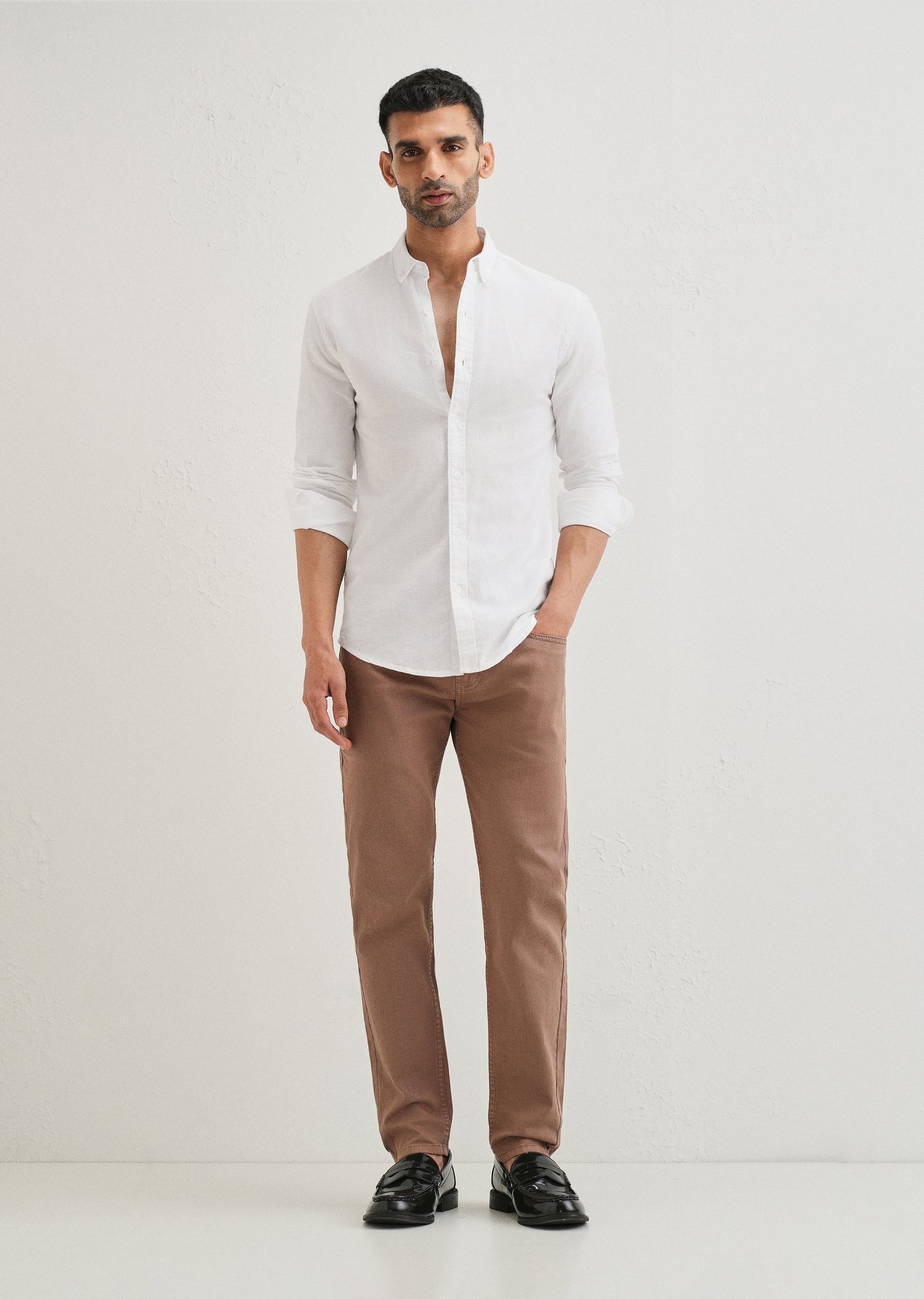 Pearl White Cotton Linen Shirt