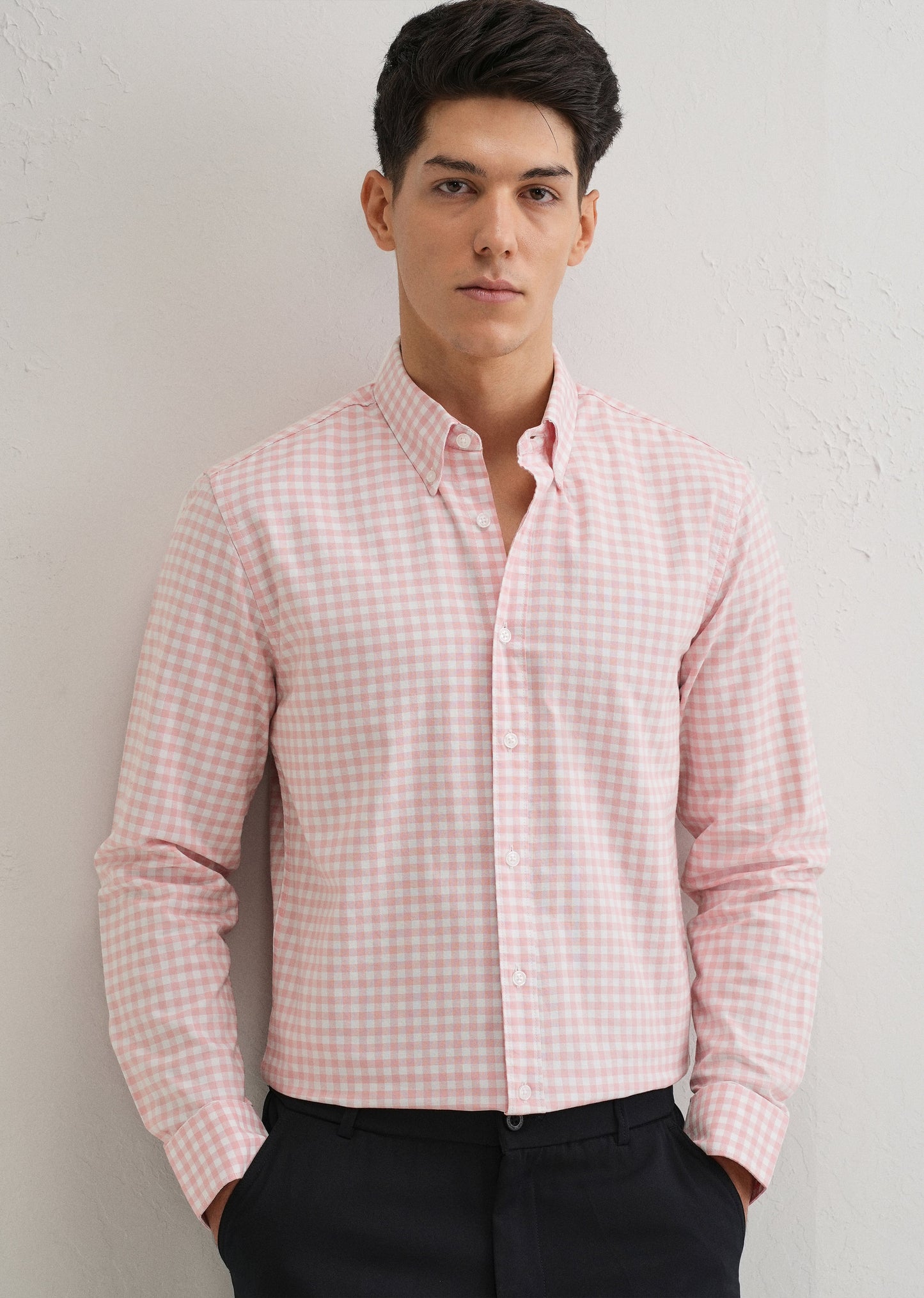 Pink Gingham Check Cotton Oxford Shirt