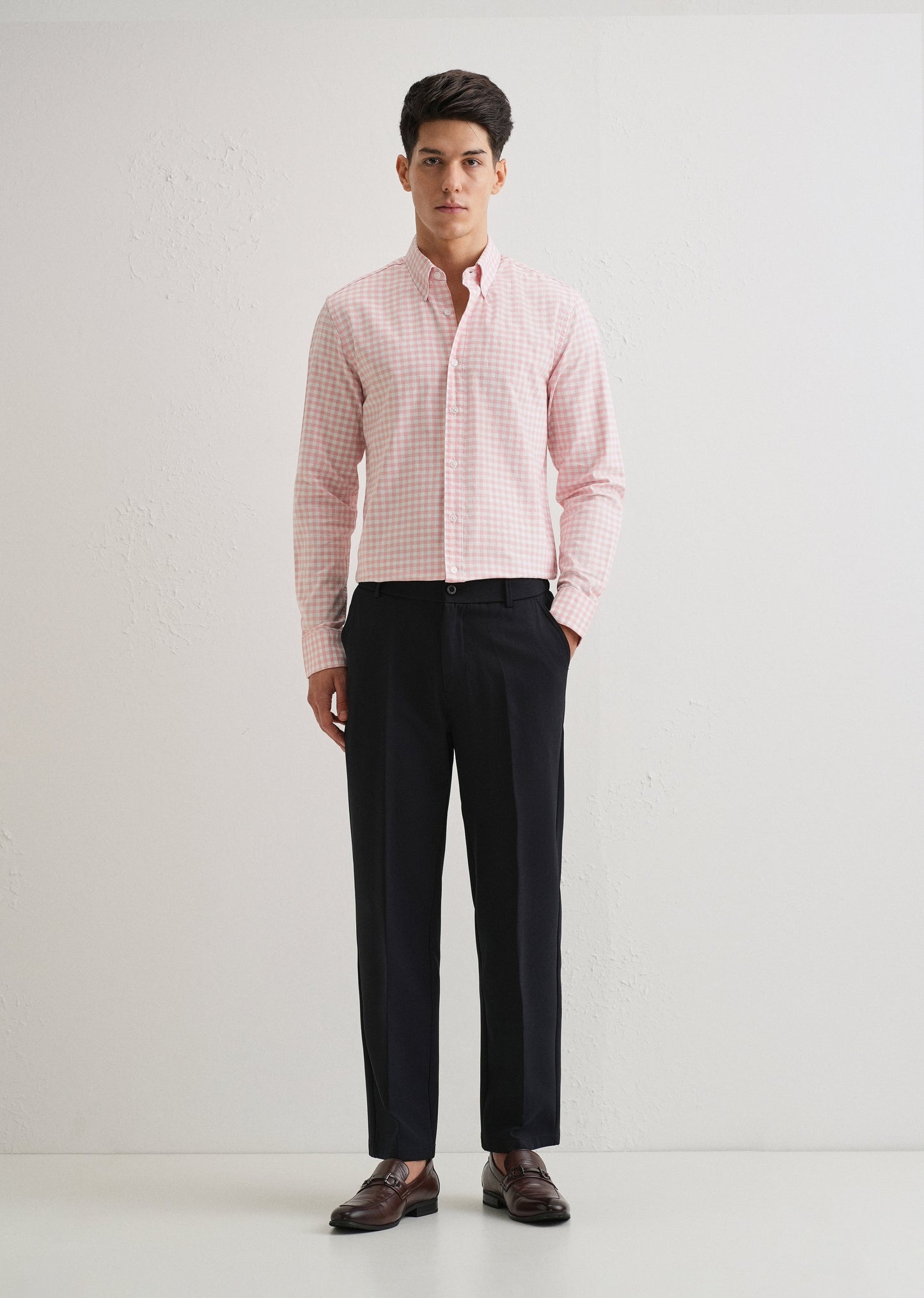 Pink Gingham Check Cotton Oxford Shirt