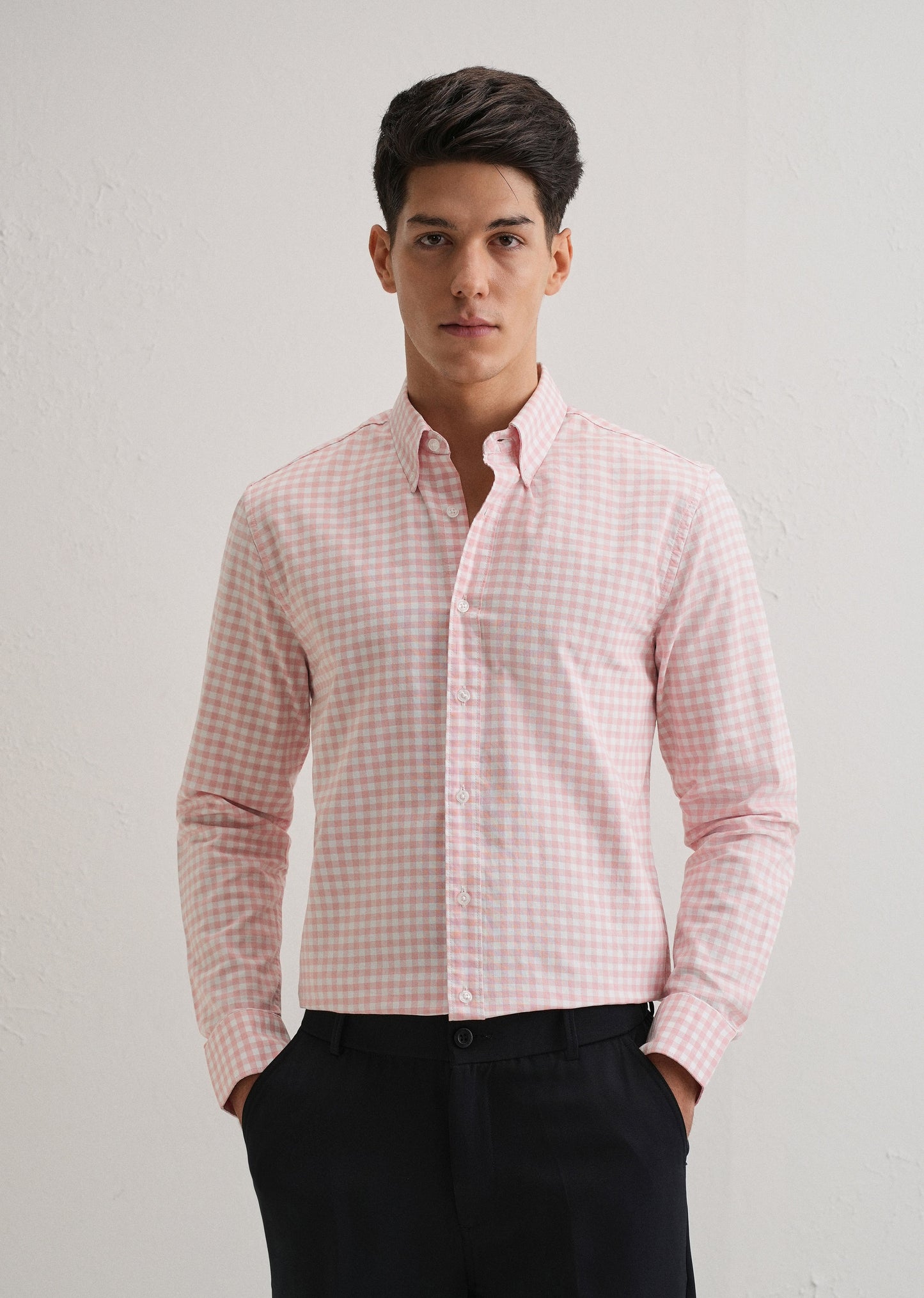 Pink Gingham Check Cotton Oxford Shirt