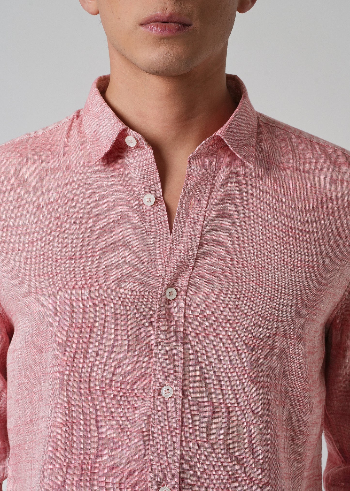 100% Pure Linen Punch Red Shirt
