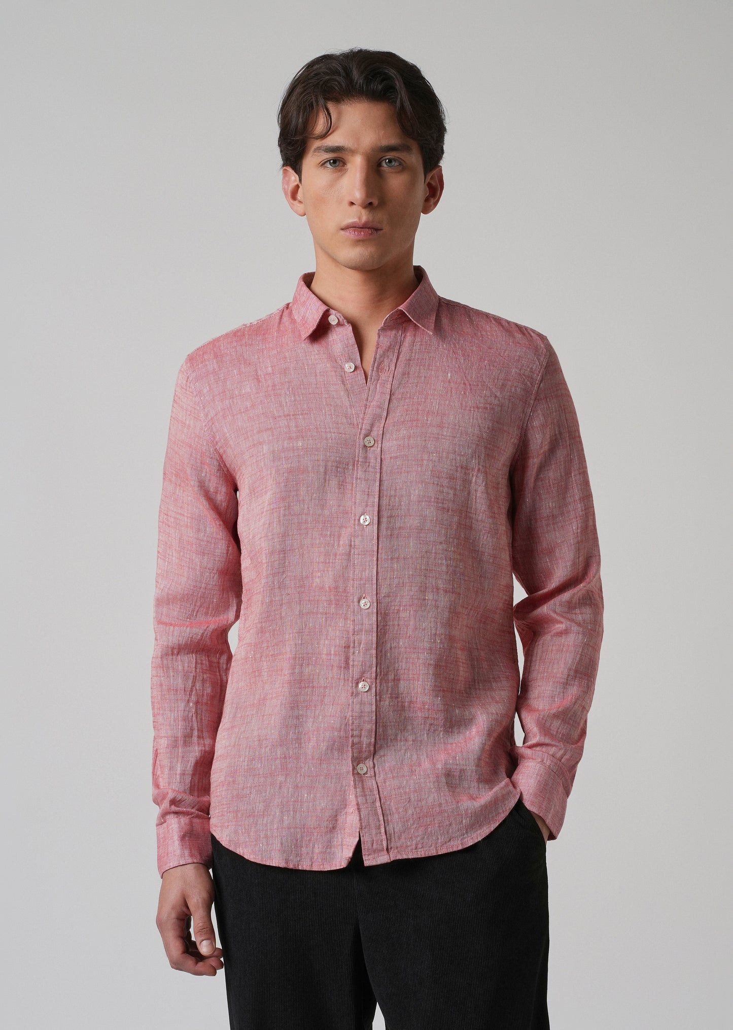 100% Pure Linen Punch Red Shirt