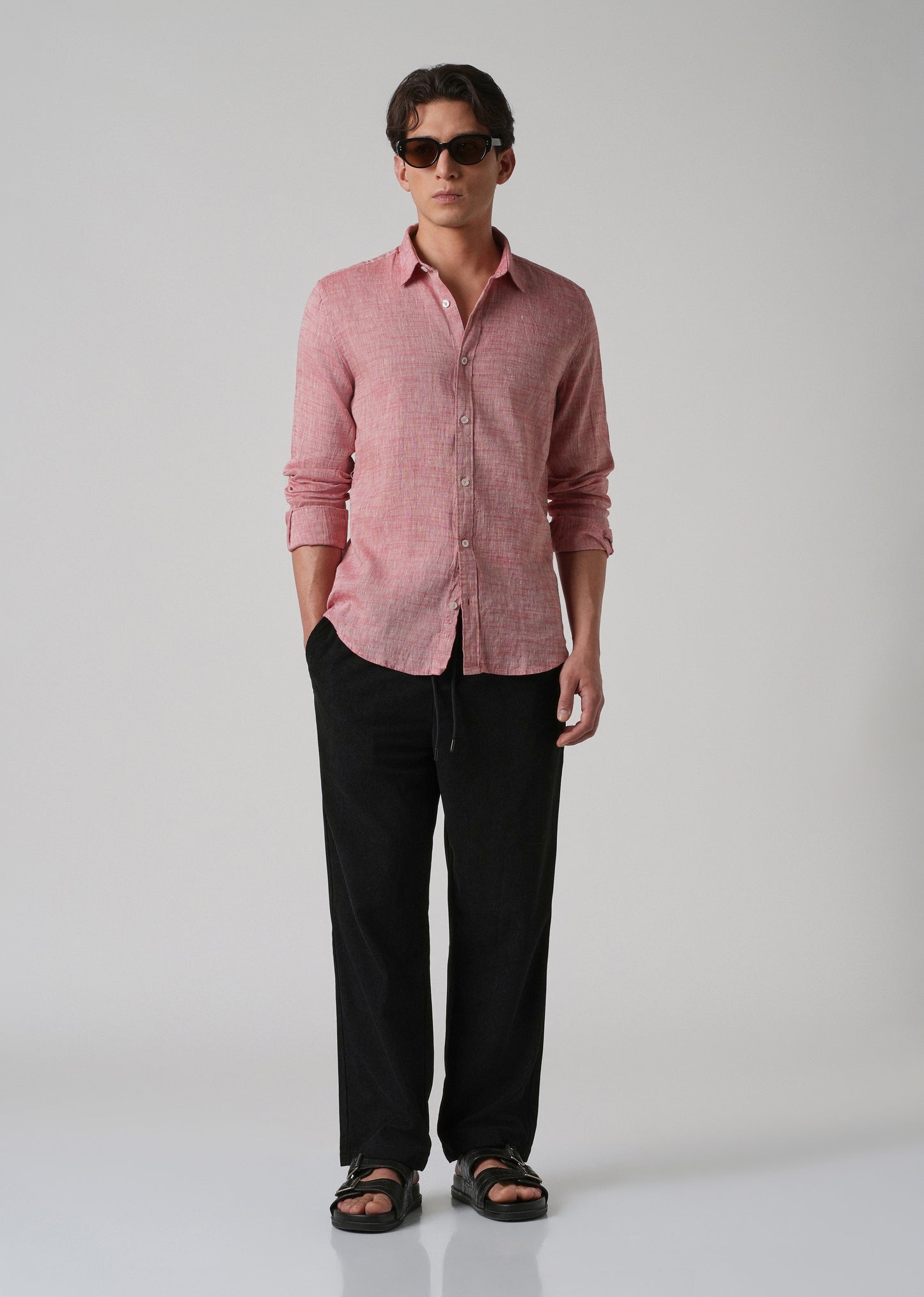100% Pure Linen Punch Red Shirt