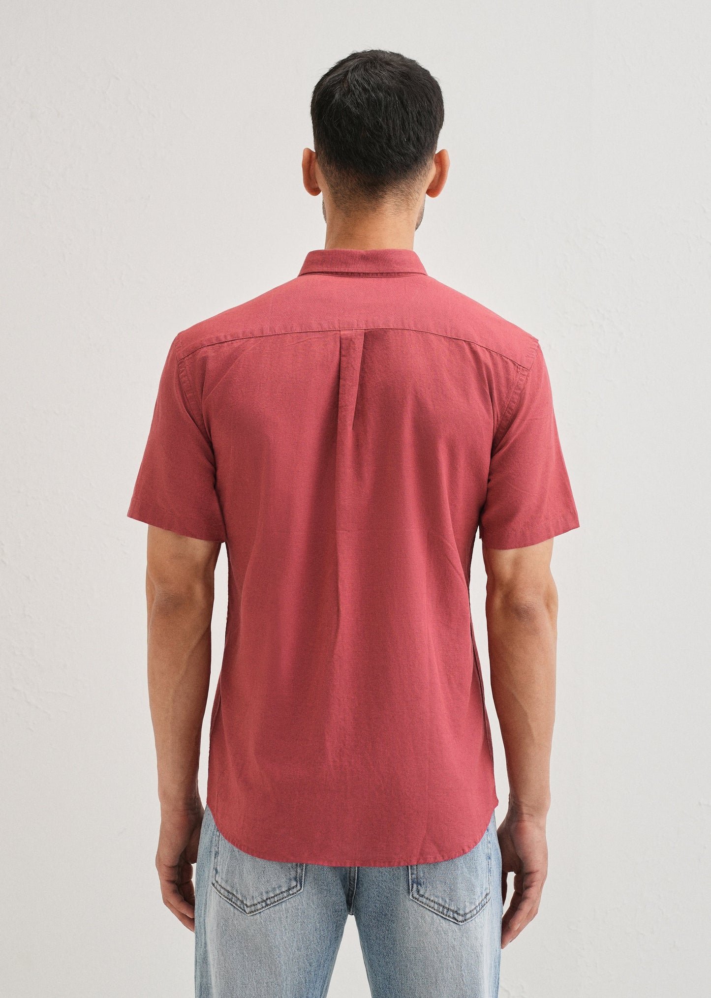 Red Cotton Linen Shirt