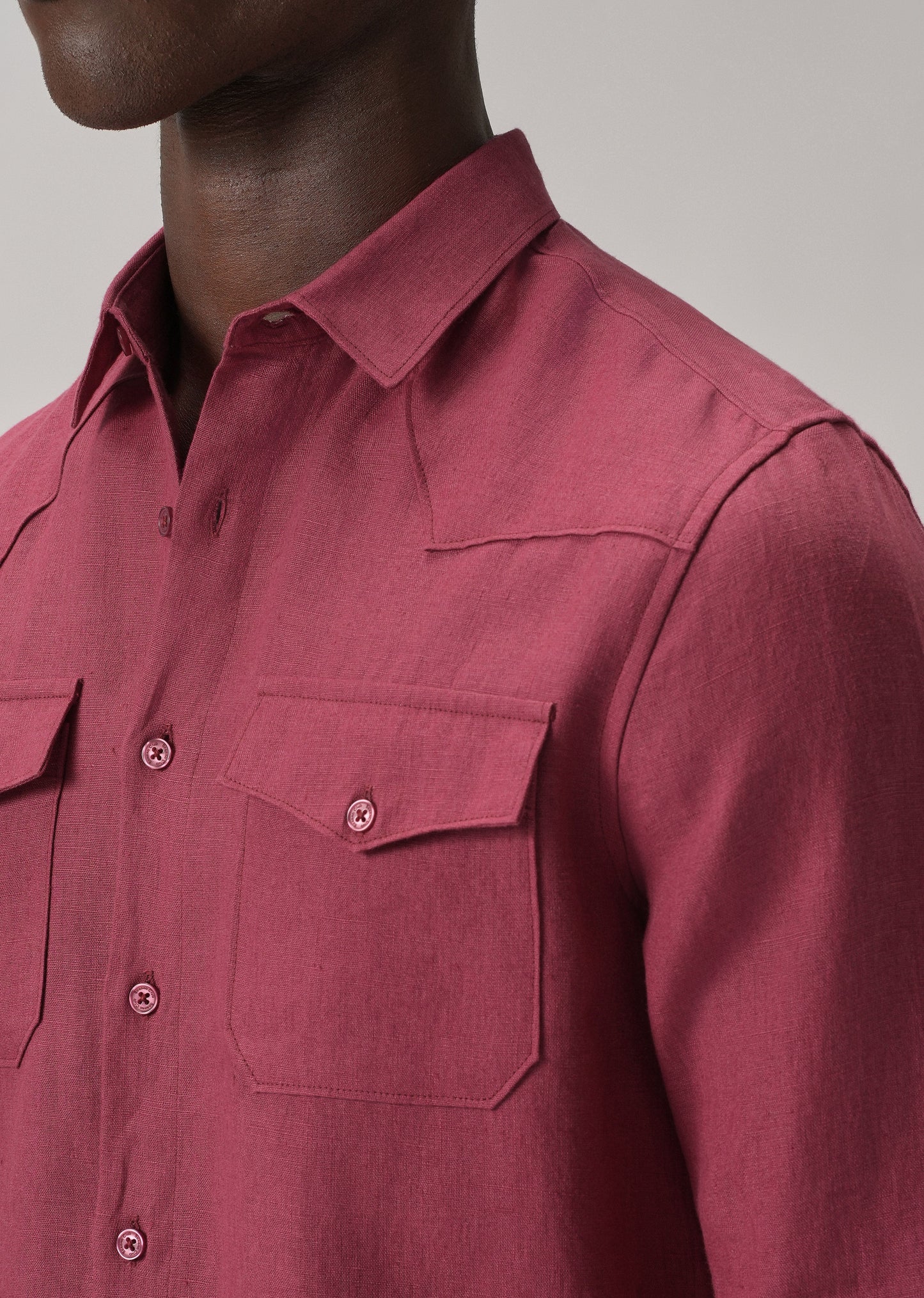Rouge Pink Double Pocket 100% Pure Irish Linen Shirt