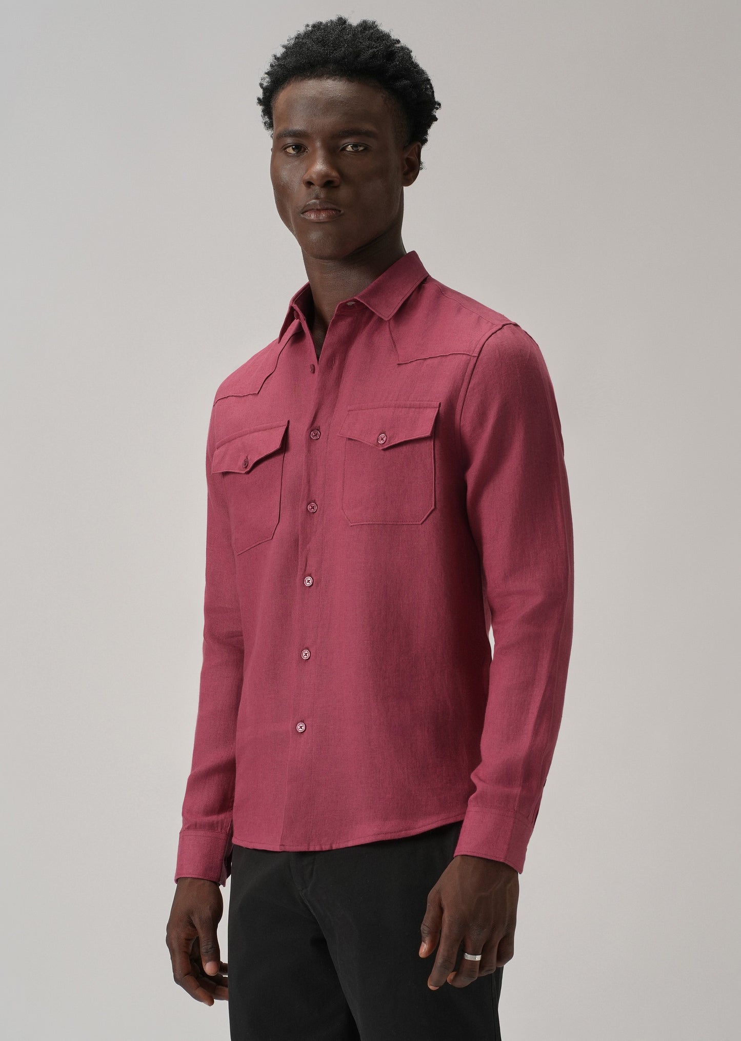 Rouge Pink Double Pocket 100% Pure Irish Linen Shirt