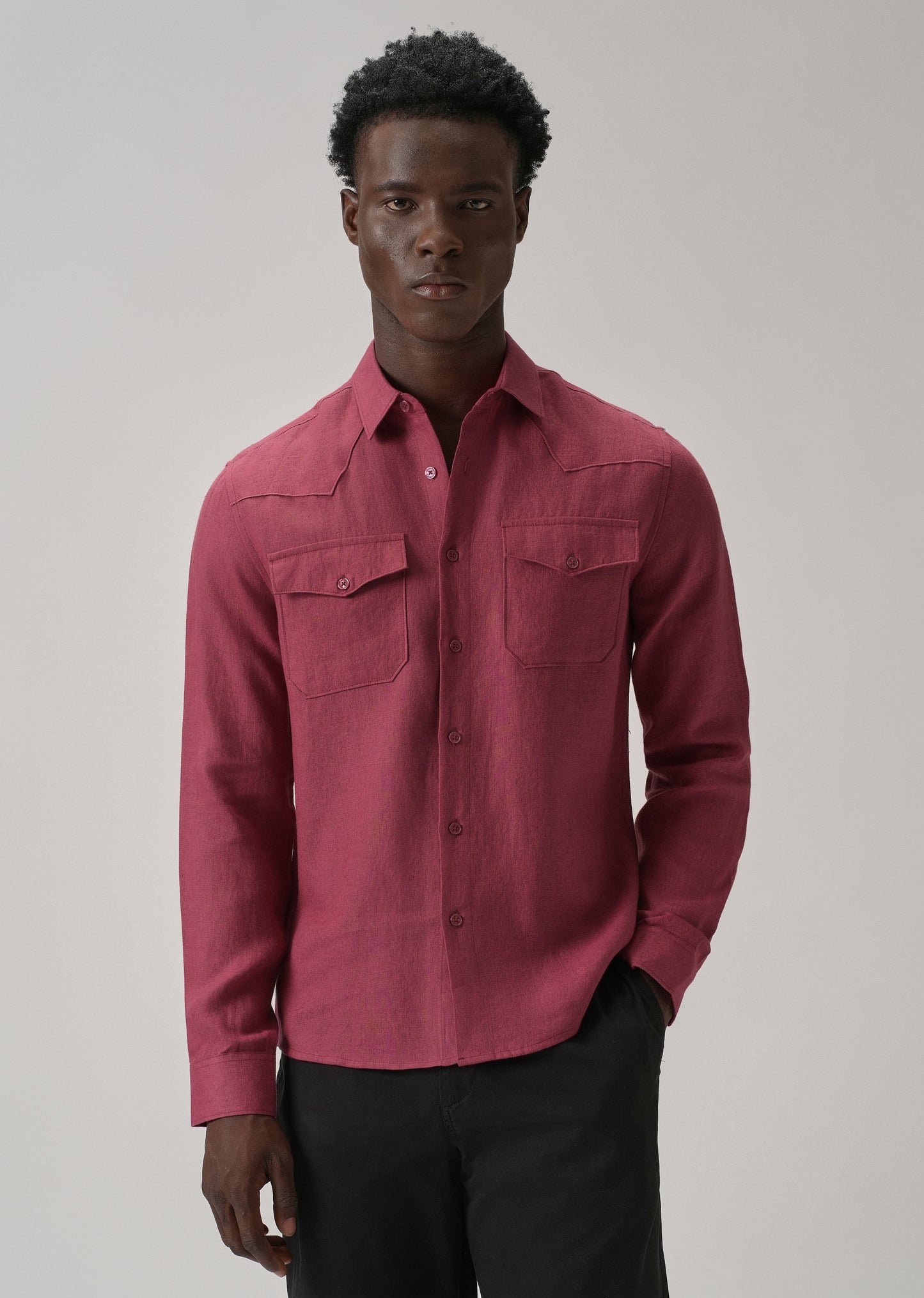 Rouge Pink Double Pocket 100% Pure Irish Linen Shirt