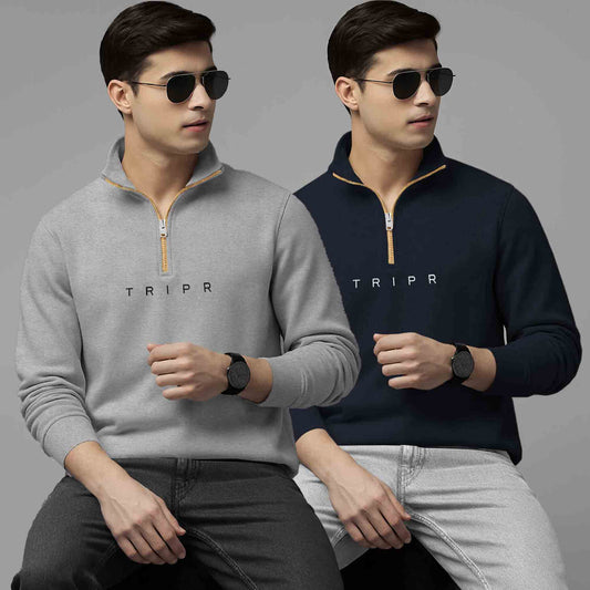 (Pack Of 2) High Neck Grey & Navy Sweatshirts