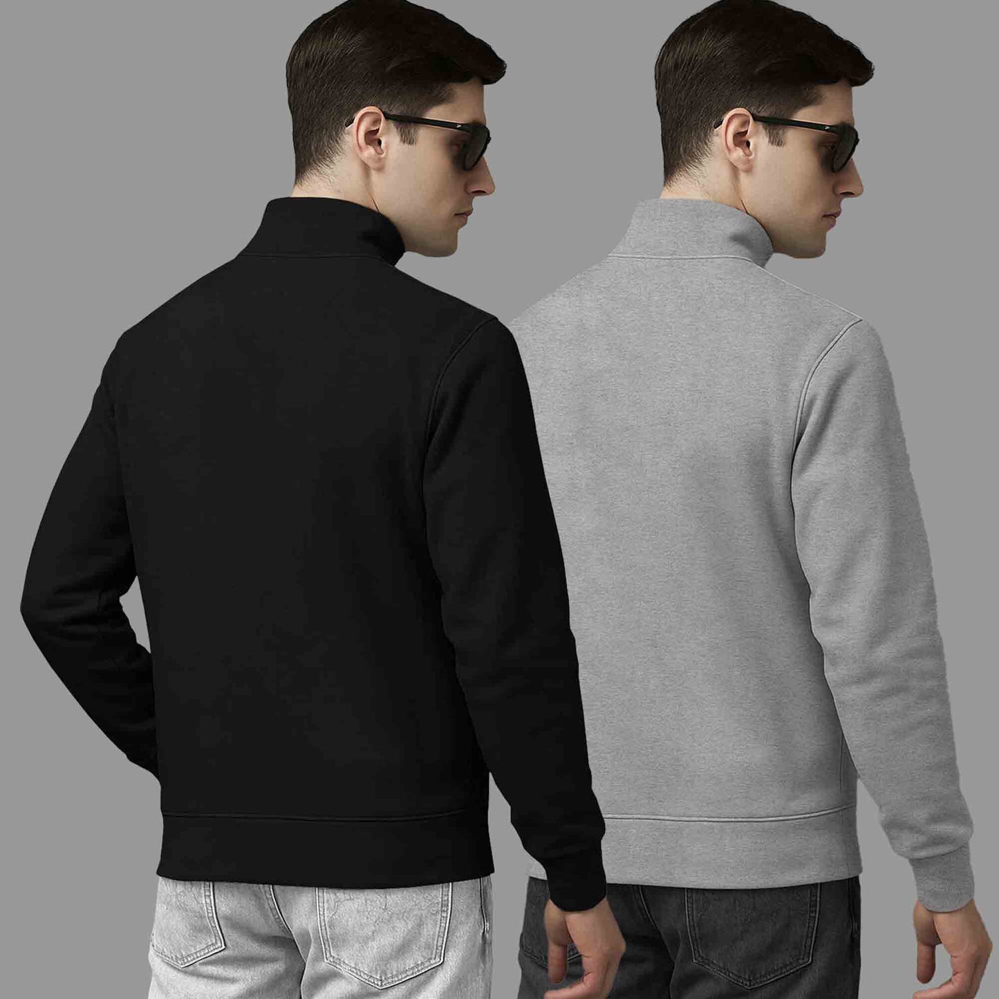 (Pack Of 2) High Neck Black & Grey Sweatshirts