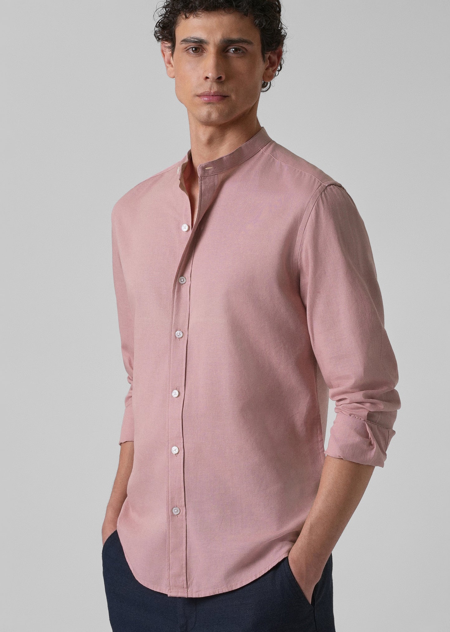 Sakura Pink Cotton Linen Shirt