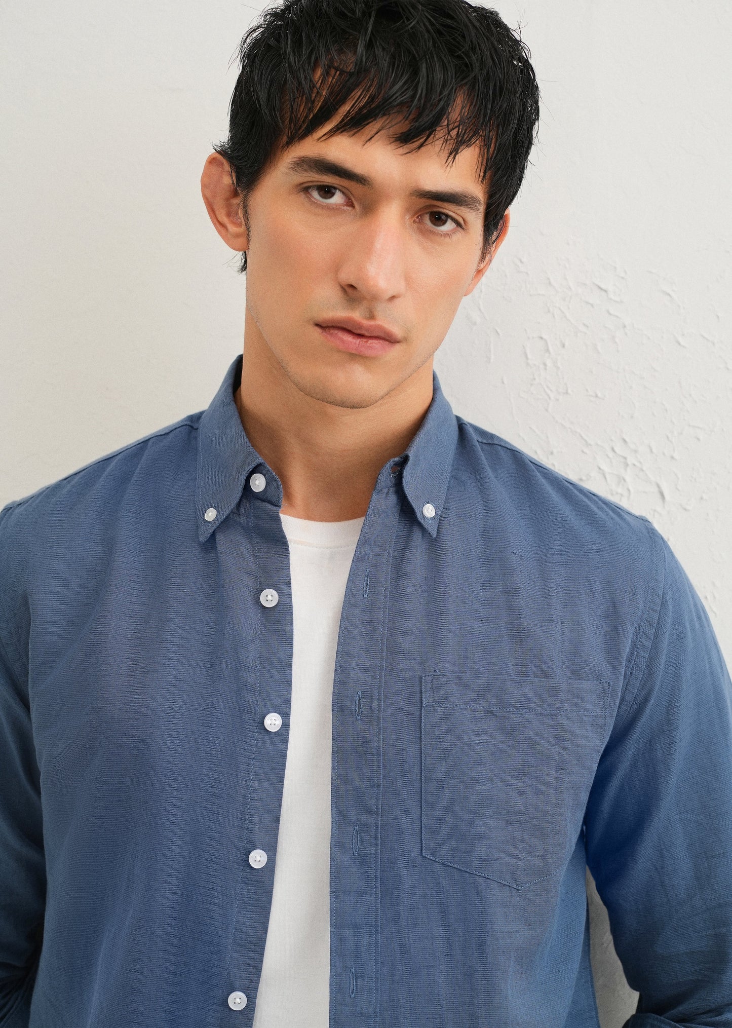 Sapphire Blue Cotton Linen Shirt