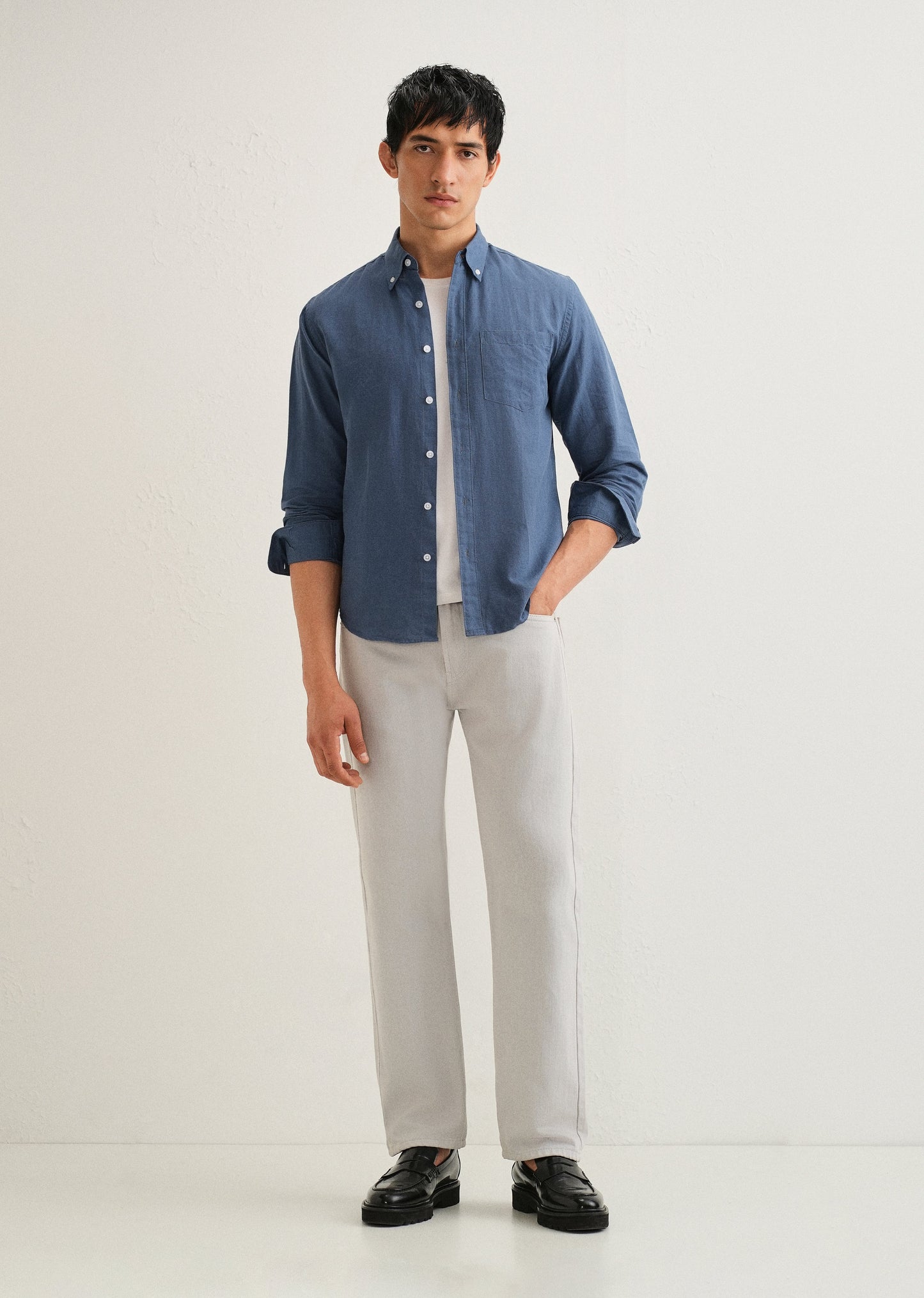 Sapphire Blue Cotton Linen Shirt