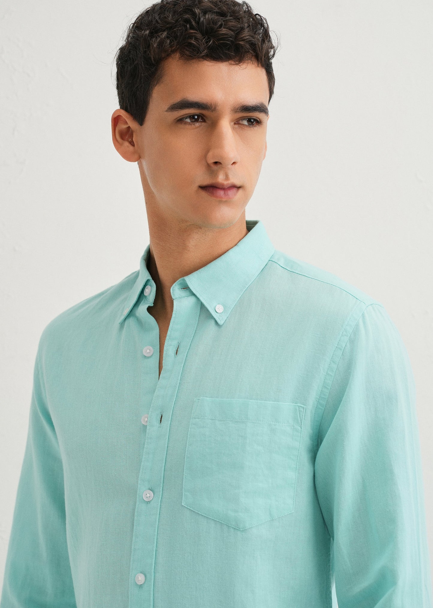 Sea Blue Cotton Linen Shirt
