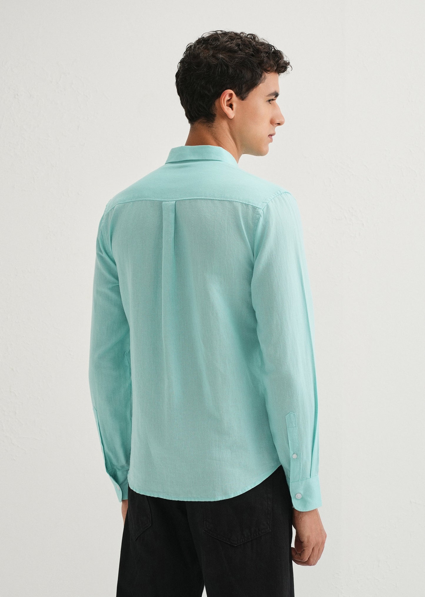 Sea Blue Cotton Linen Shirt