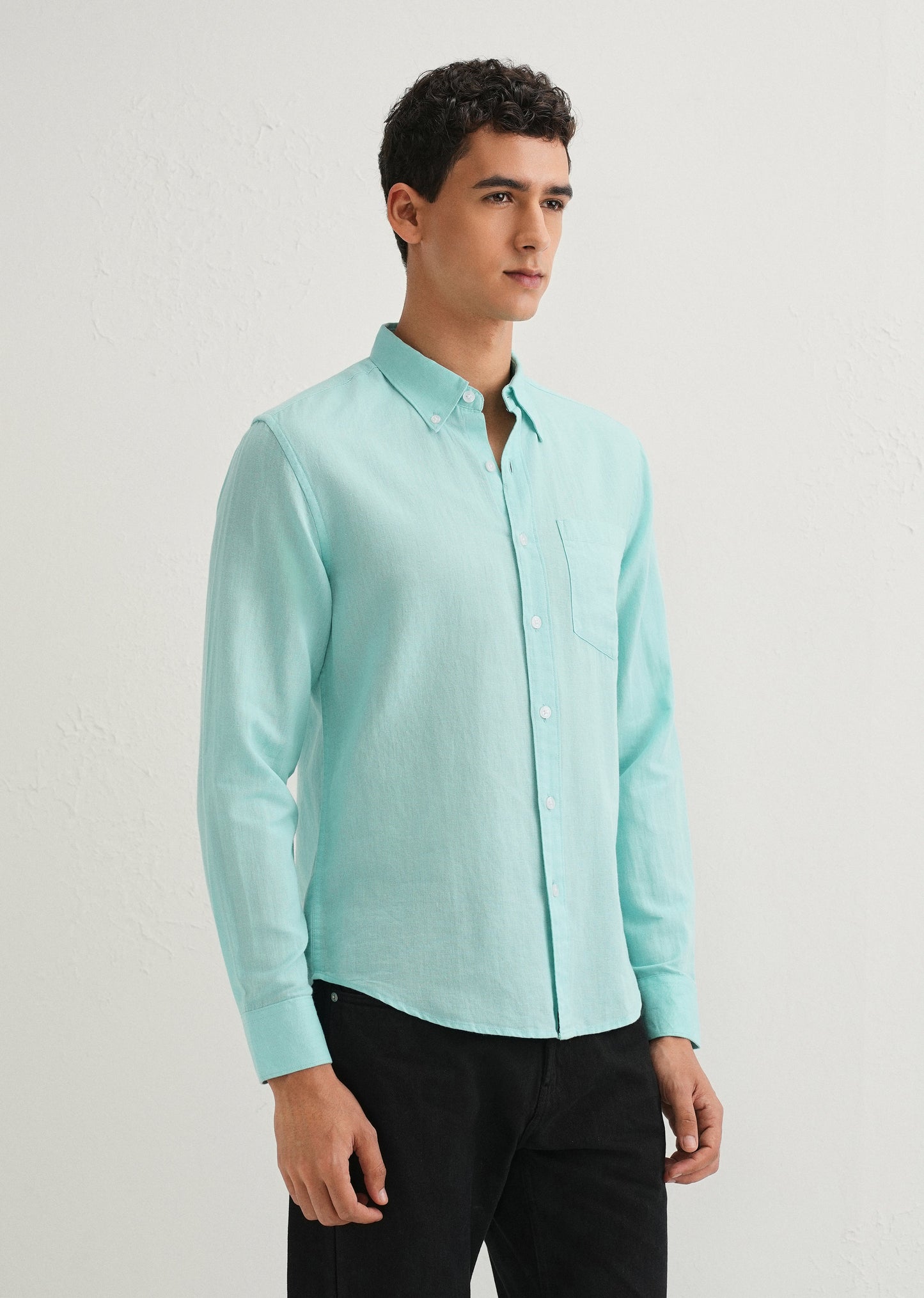 Sea Blue Cotton Linen Shirt