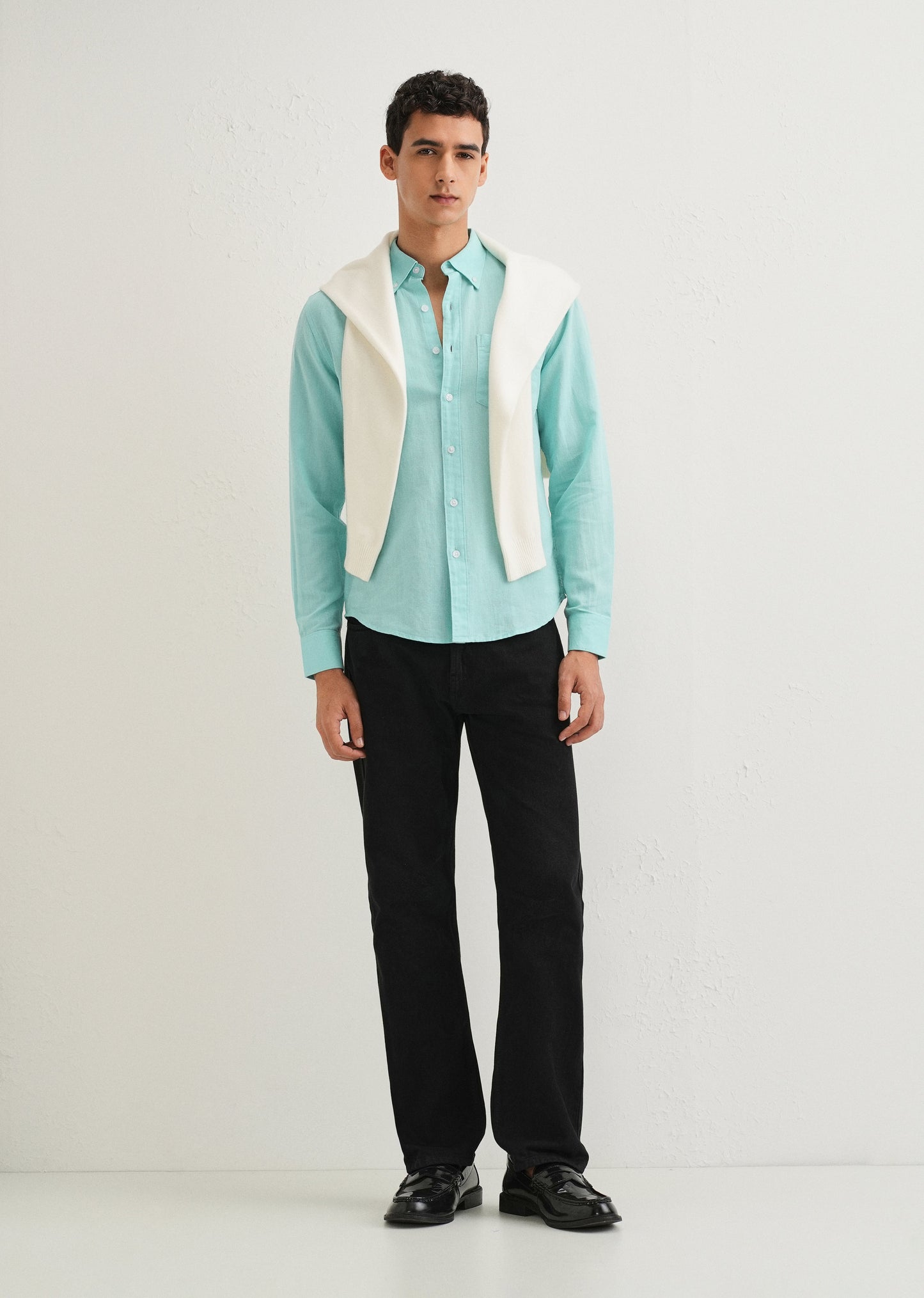 Sea Blue Cotton Linen Shirt